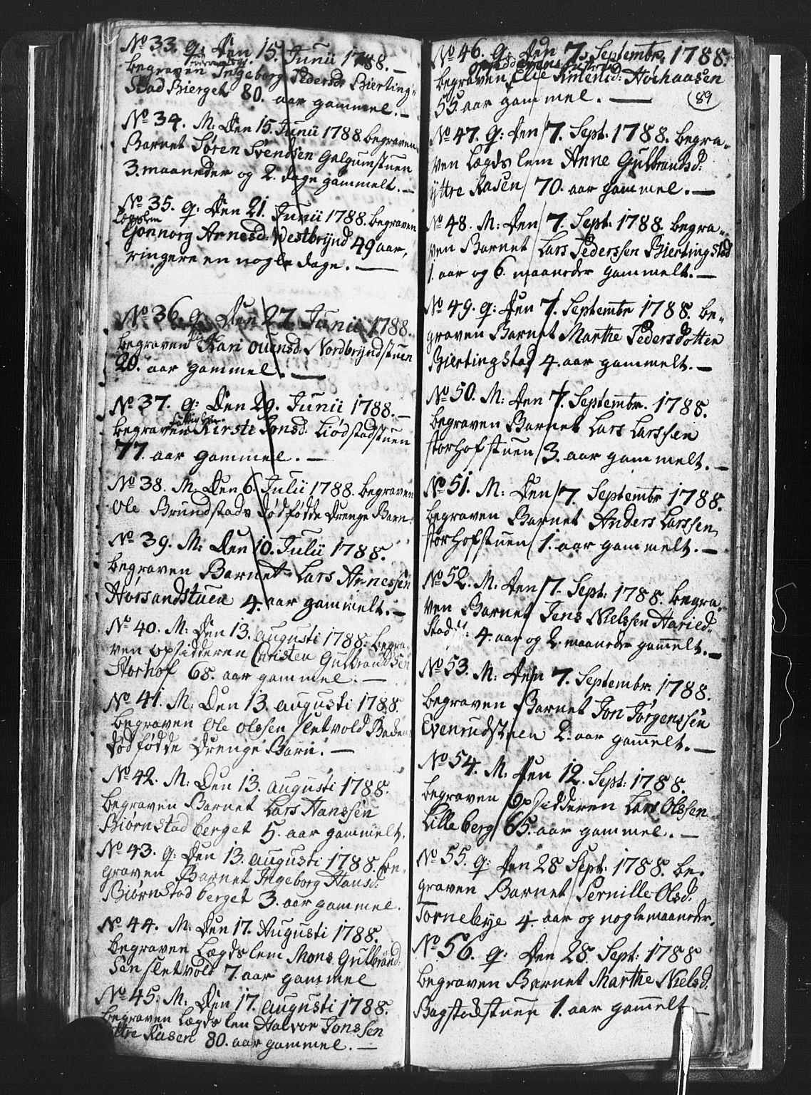 Romedal prestekontor, AV/SAH-PREST-004/L/L0001: Klokkerbok nr. 1, 1785-1794, s. 89