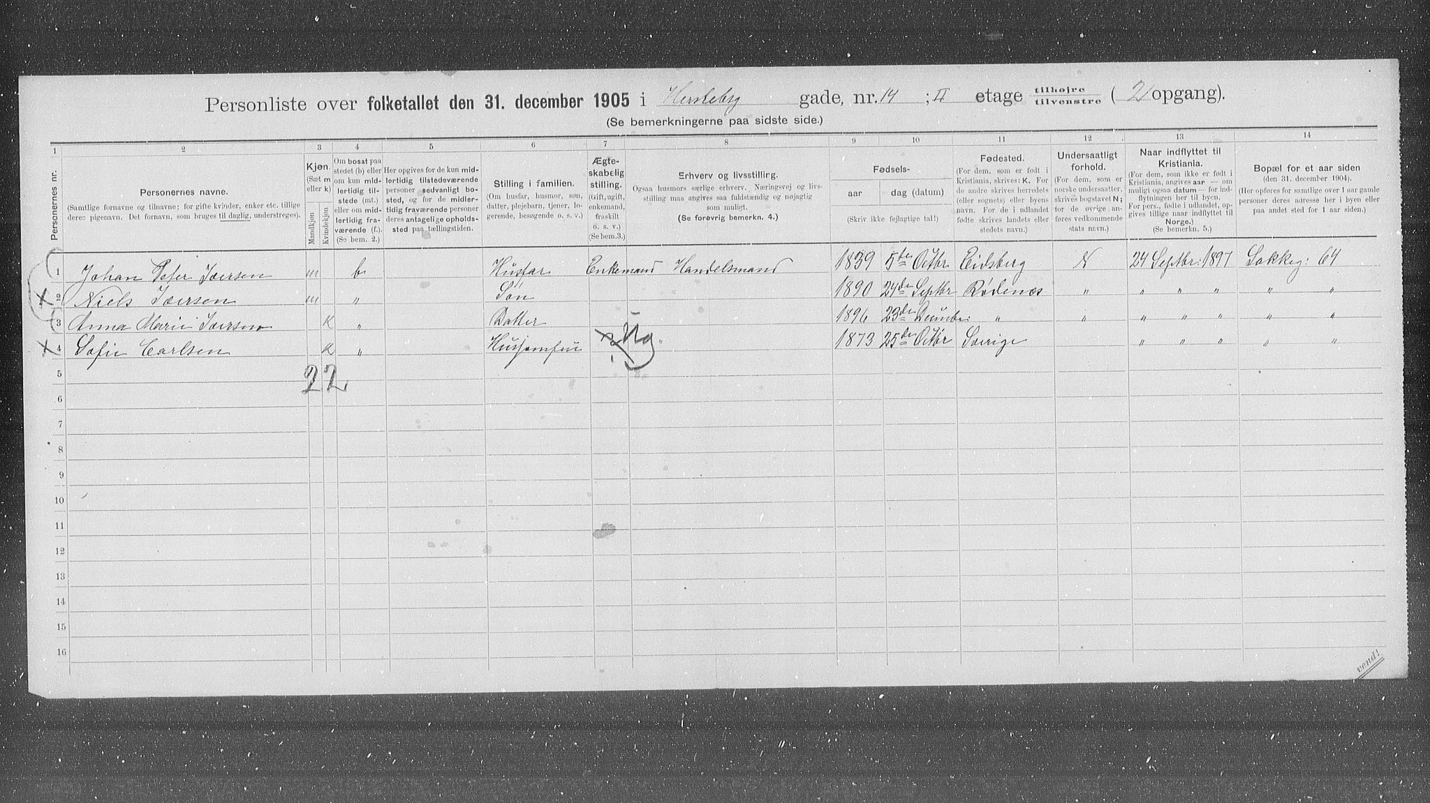 OBA, Kommunal folketelling 31.12.1905 for Kristiania kjøpstad, 1905, s. 20527