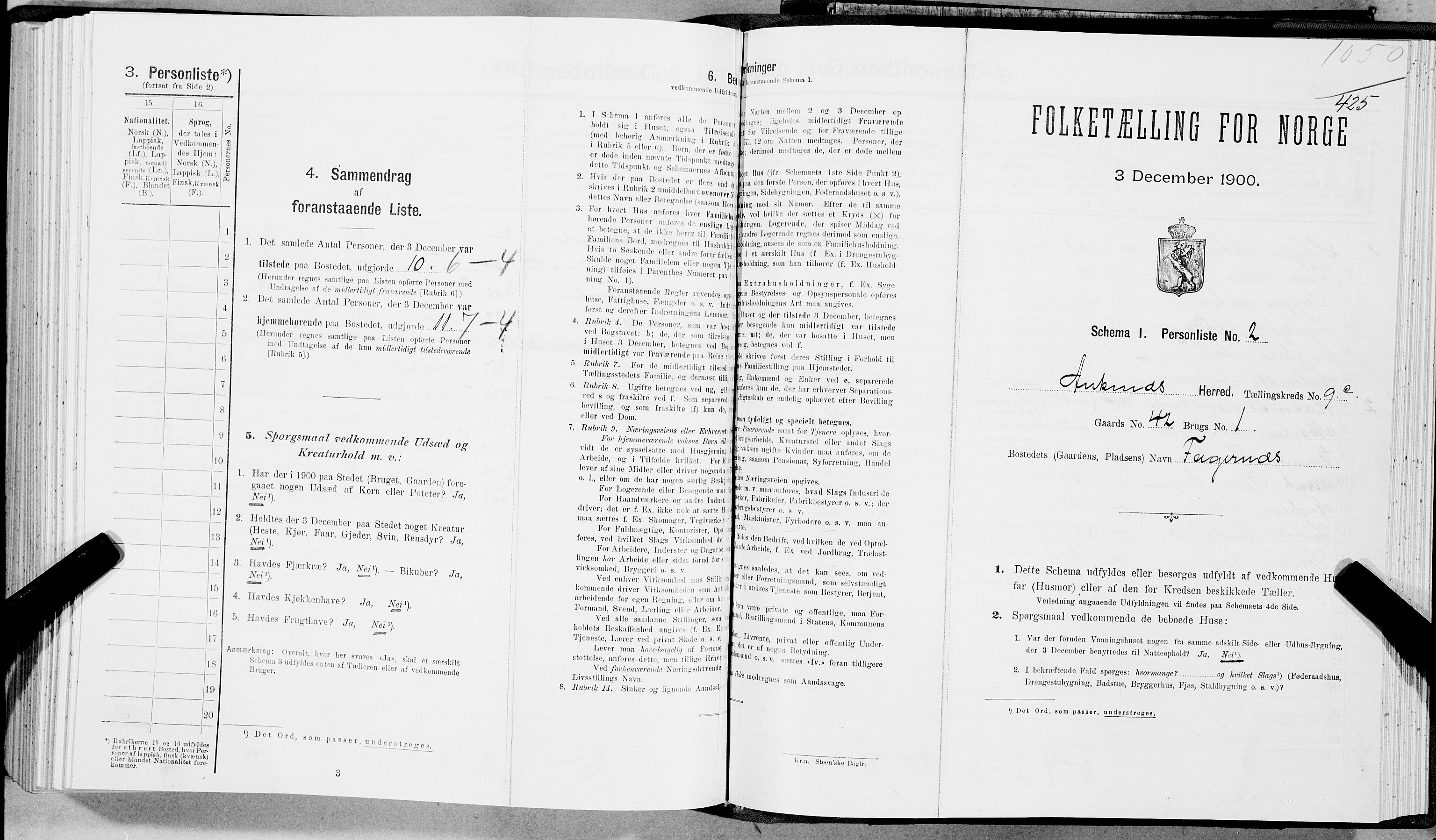 SAT, Folketelling 1900 for 1855 Ankenes herred, 1900, s. 1072