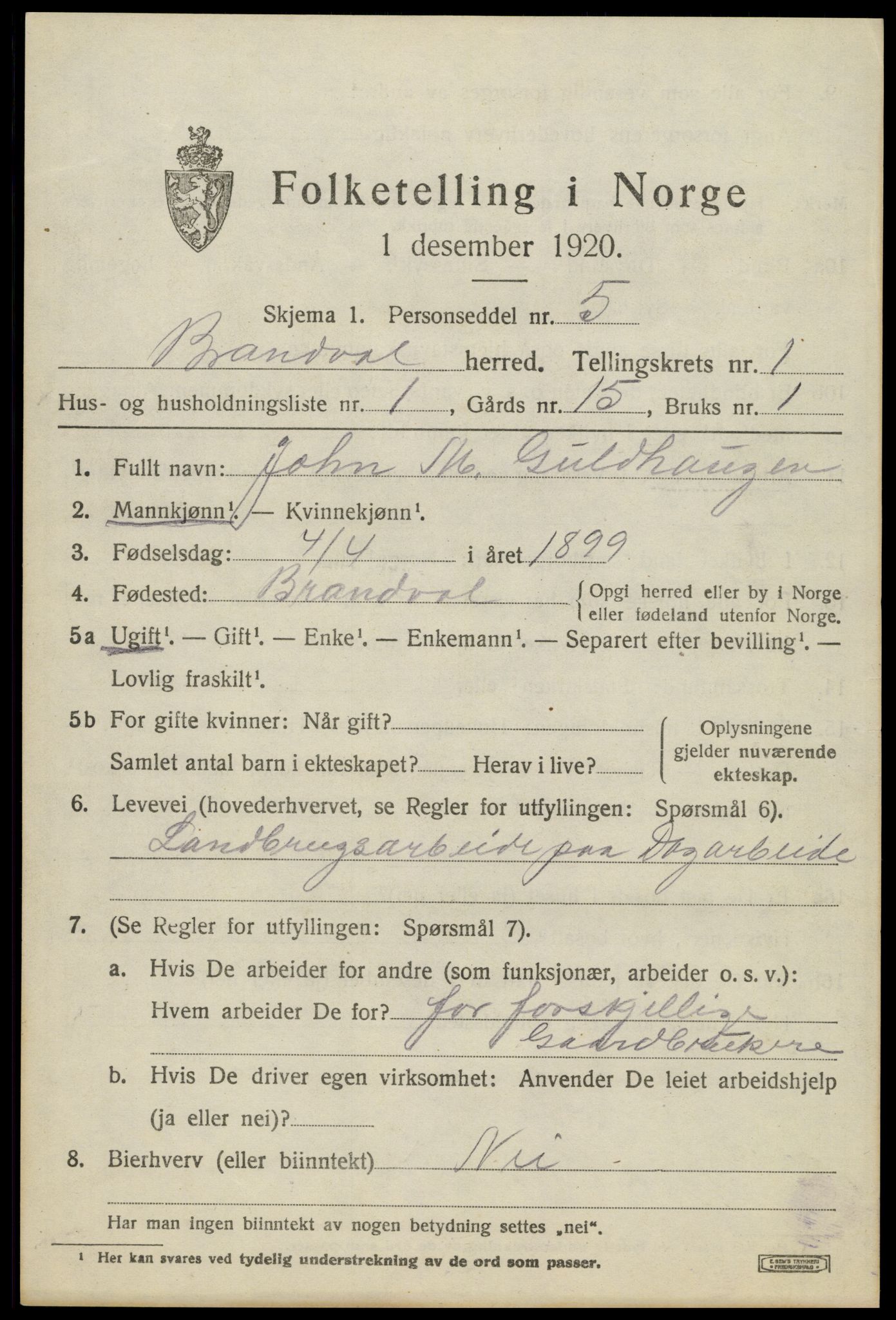 SAH, Folketelling 1920 for 0422 Brandval herred, 1920, s. 1526