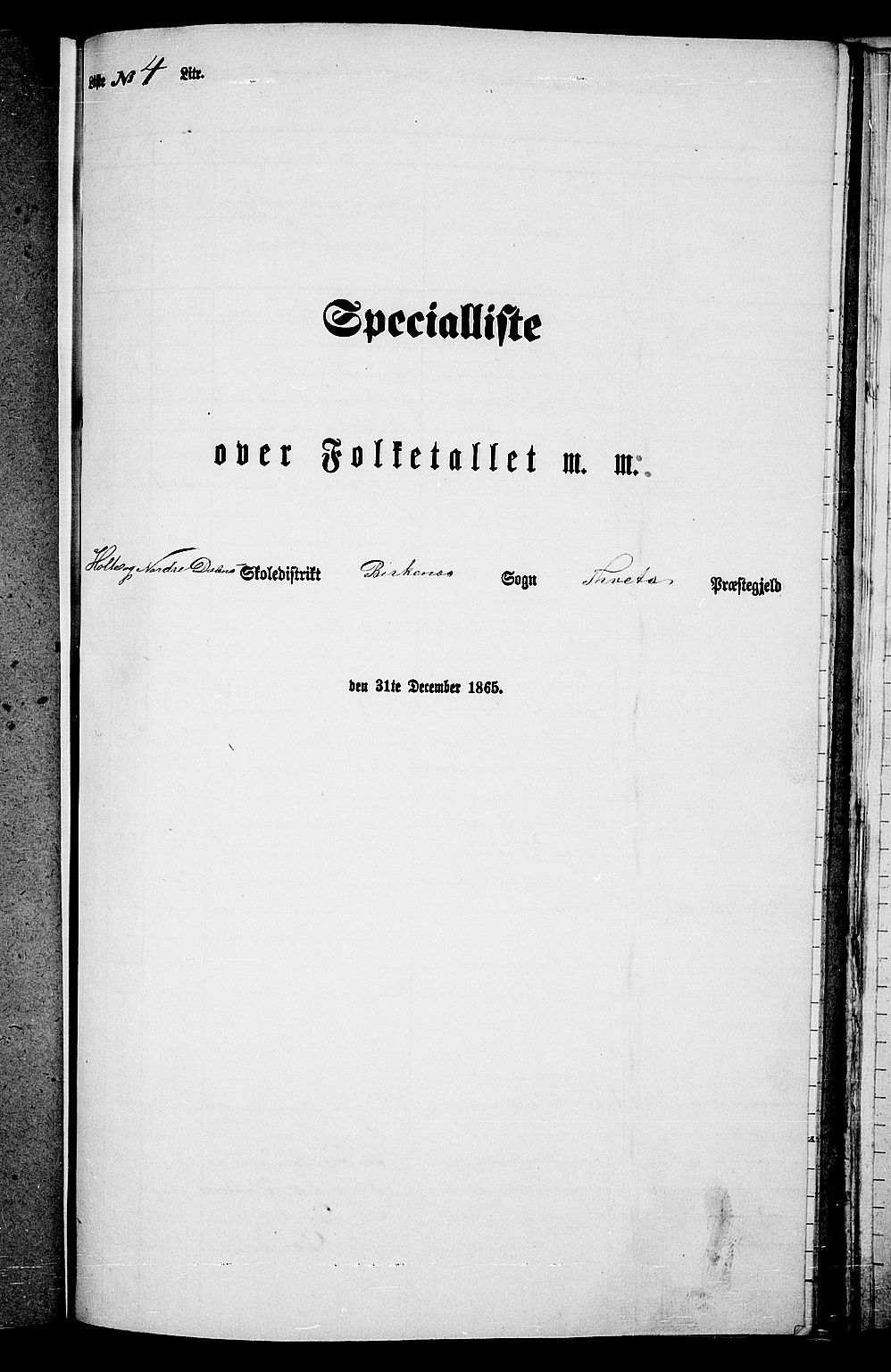 RA, Folketelling 1865 for 1013P Tveit prestegjeld, 1865, s. 123
