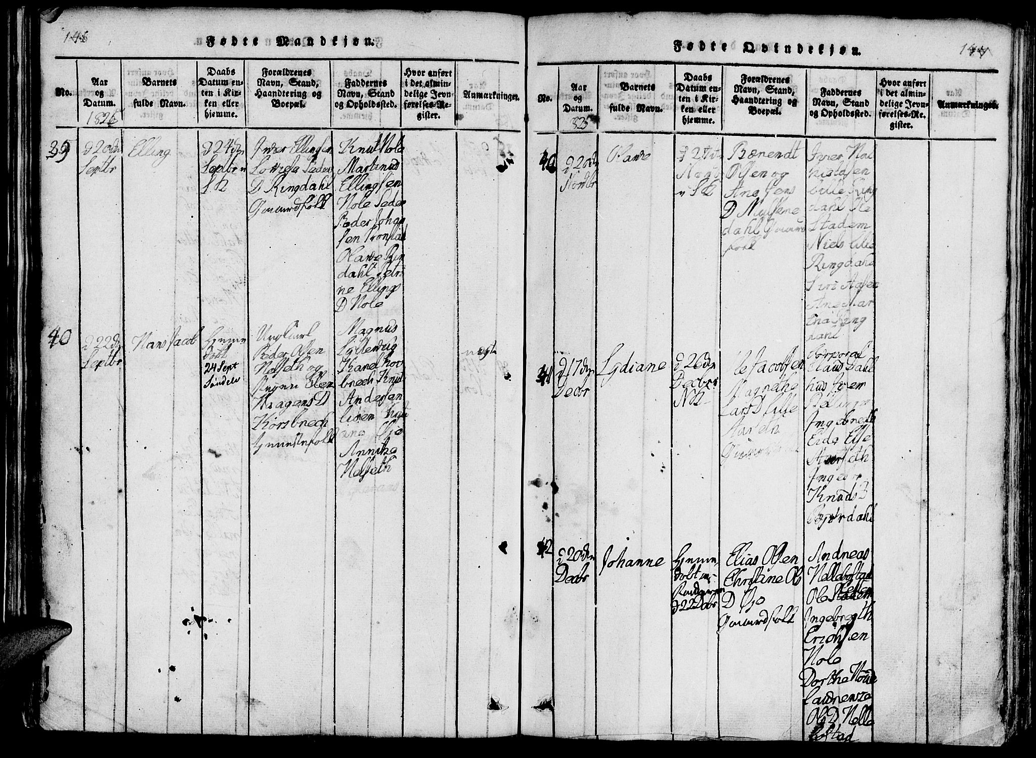 Ministerialprotokoller, klokkerbøker og fødselsregistre - Møre og Romsdal, AV/SAT-A-1454/519/L0260: Klokkerbok nr. 519C01, 1817-1829, s. 146-147