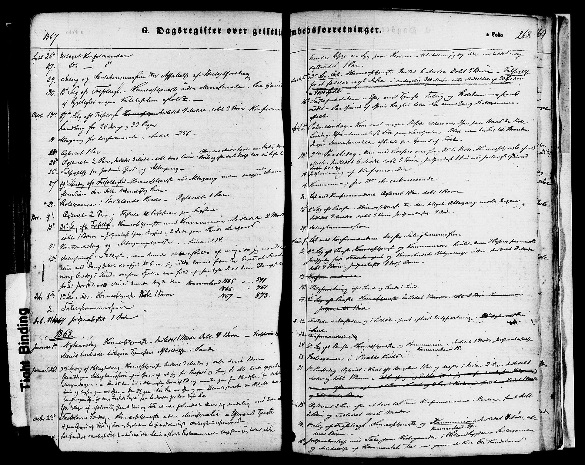Sand sokneprestkontor, AV/SAST-A-101848/01/III/L0004: Ministerialbok nr. A 4, 1859-1880, s. 268