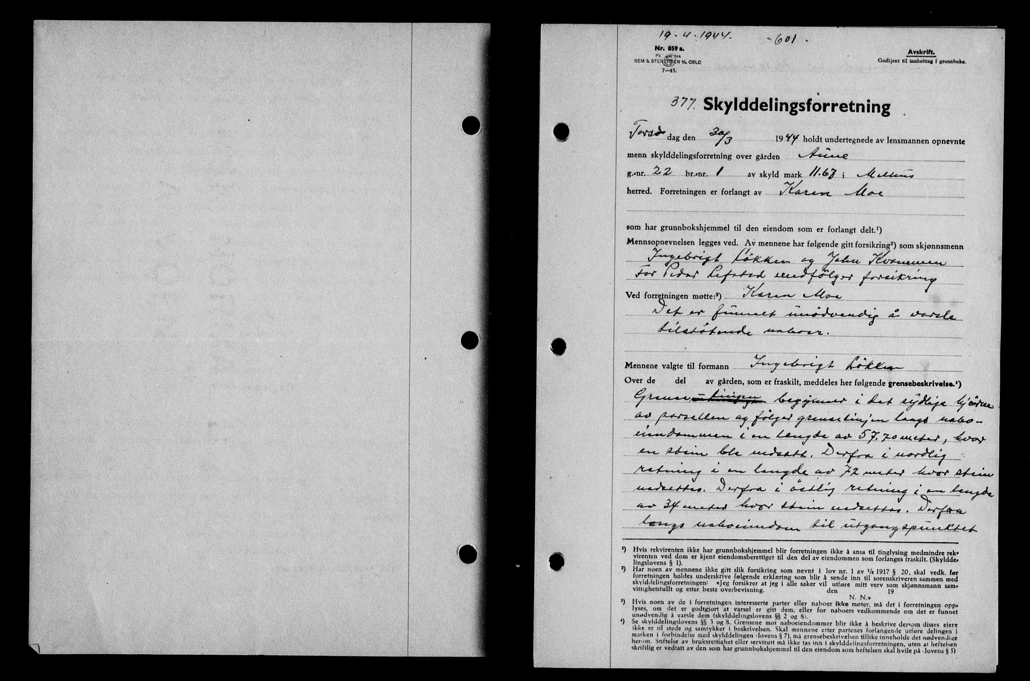 Gauldal sorenskriveri, SAT/A-0014/1/2/2C/L0057: Pantebok nr. 62, 1943-1944, Dagboknr: 377/1944