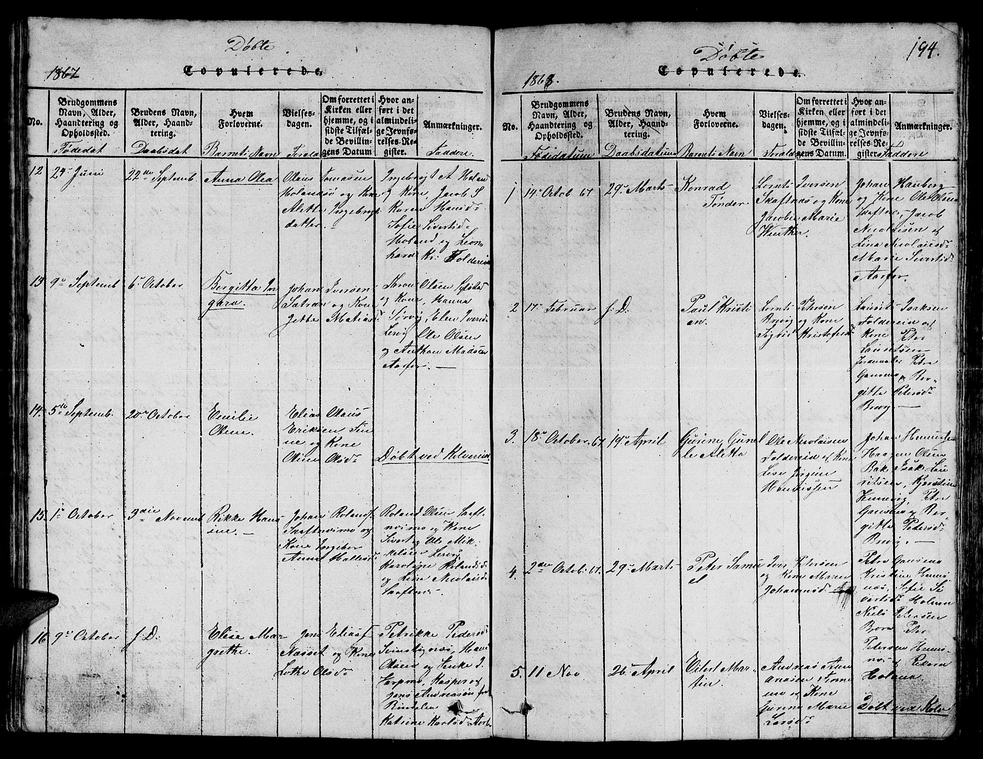 Ministerialprotokoller, klokkerbøker og fødselsregistre - Nord-Trøndelag, AV/SAT-A-1458/780/L0648: Klokkerbok nr. 780C01 /3, 1815-1877, s. 194