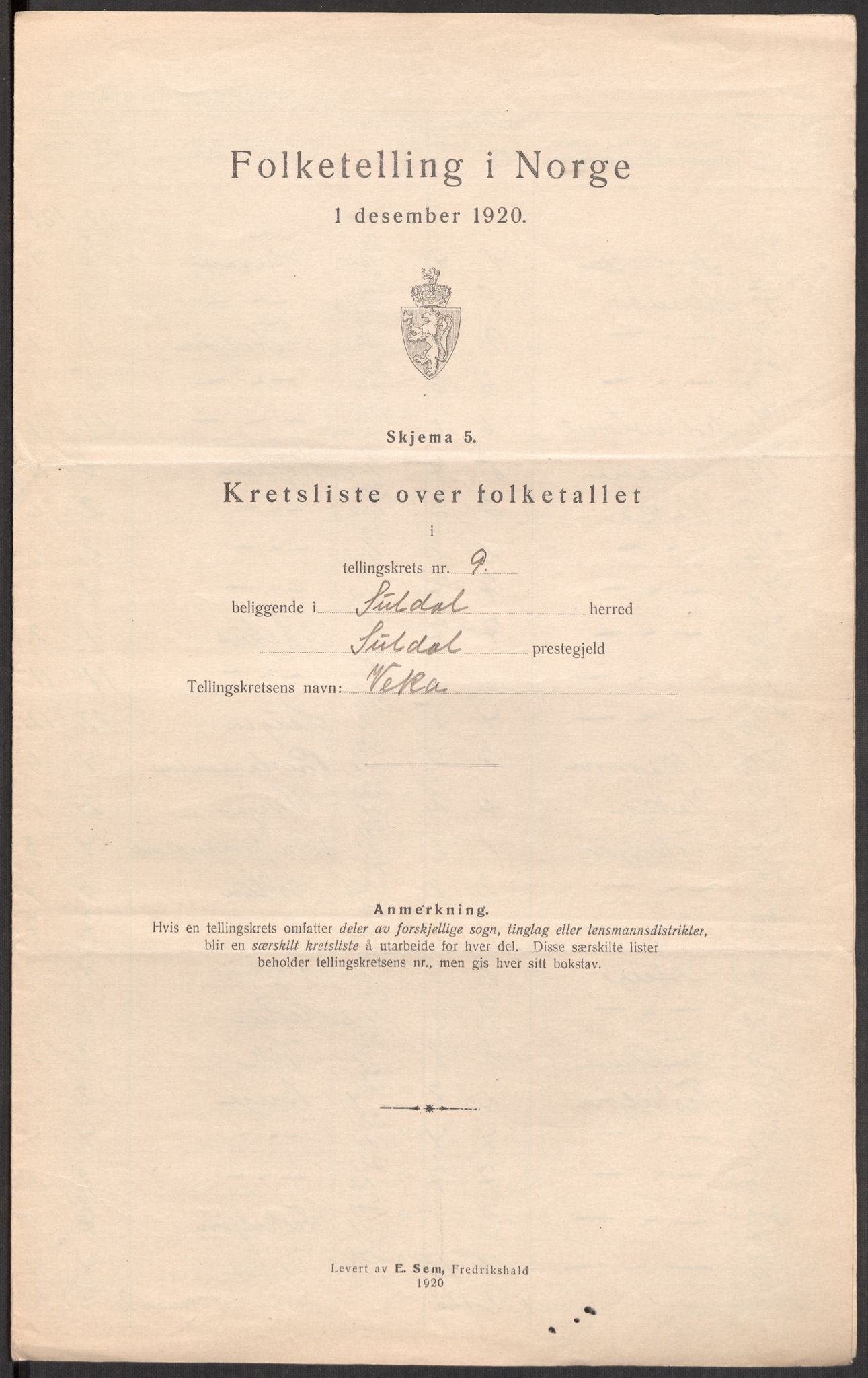 SAST, Folketelling 1920 for 1134 Suldal herred, 1920, s. 31