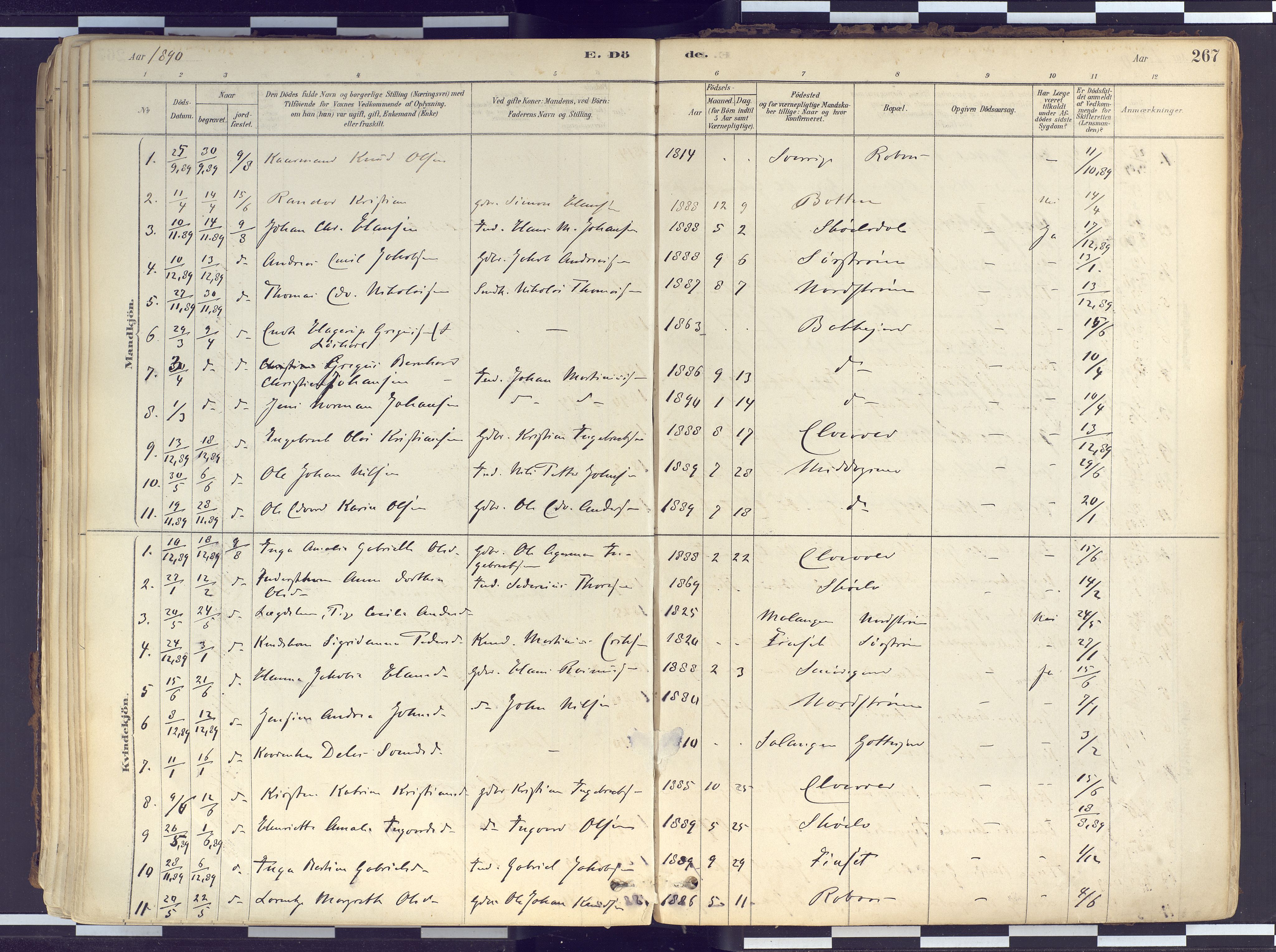 Tranøy sokneprestkontor, AV/SATØ-S-1313/I/Ia/Iaa/L0010kirke: Ministerialbok nr. 10, 1878-1904, s. 267