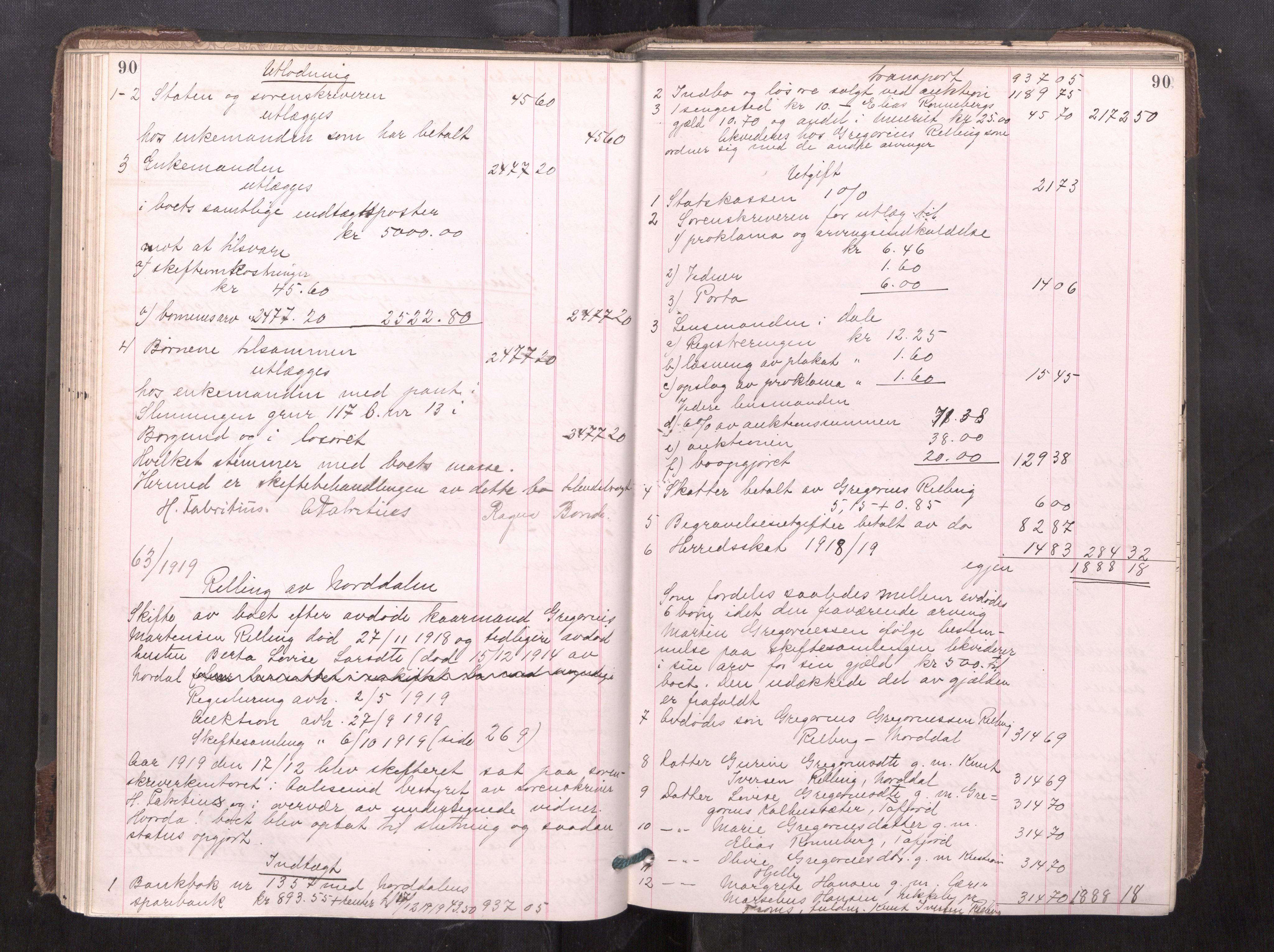 Nordre Sunnmøre sorenskriveri, AV/SAT-A-0006/1/3/3A/L0026: Skiftesluttningsprotokoll 7, 1918-1923, s. 90