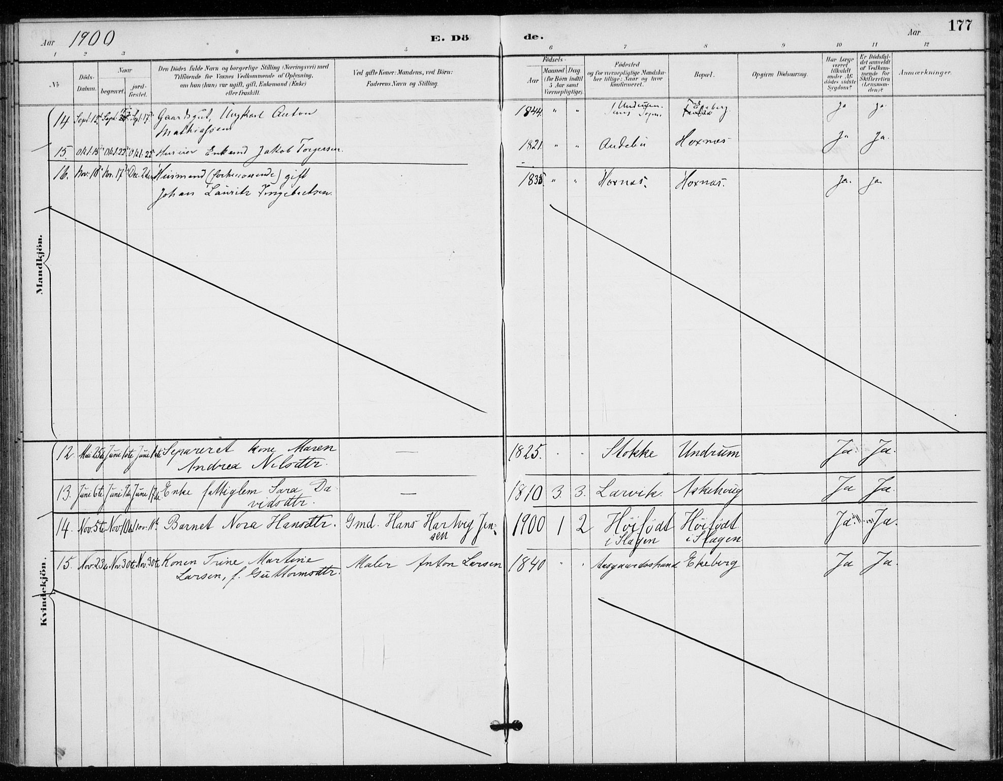 Sem kirkebøker, AV/SAKO-A-5/F/Fa/L0011: Ministerialbok nr. I 11, 1888-1904, s. 177