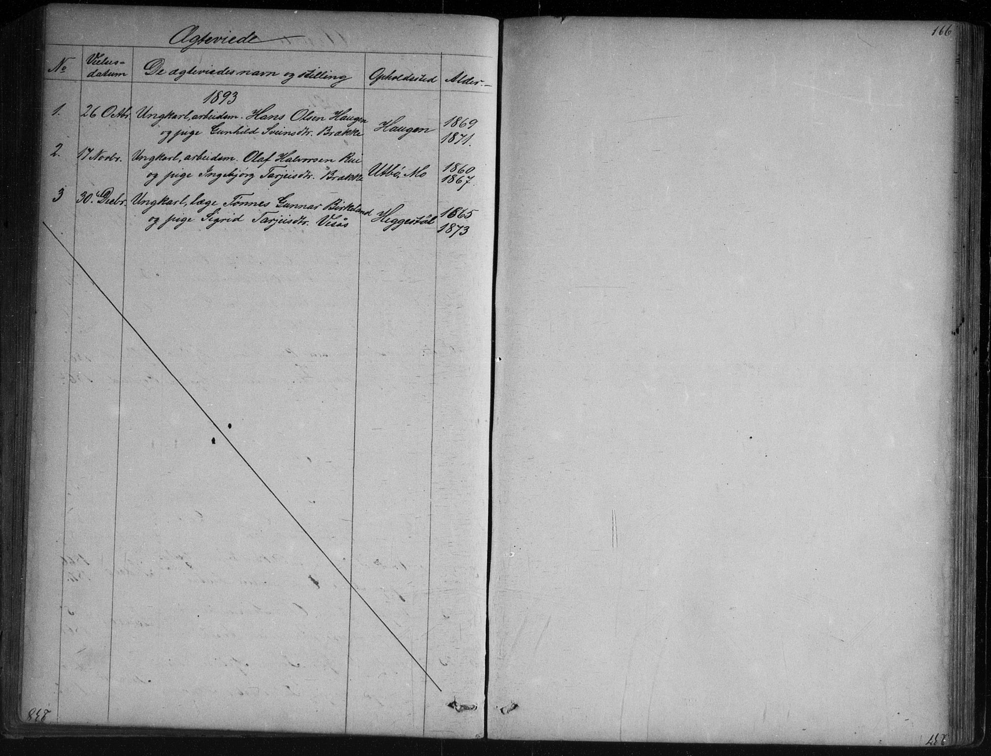 Vinje kirkebøker, AV/SAKO-A-312/G/Ga/L0002: Klokkerbok nr. I 2, 1849-1893, s. 166