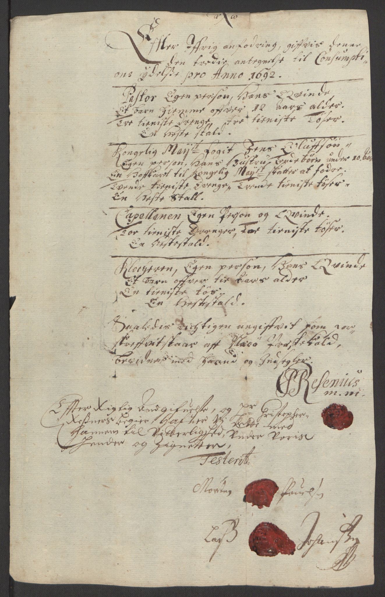 Rentekammeret inntil 1814, Reviderte regnskaper, Fogderegnskap, AV/RA-EA-4092/R64/L4424: Fogderegnskap Namdal, 1692-1695, s. 61