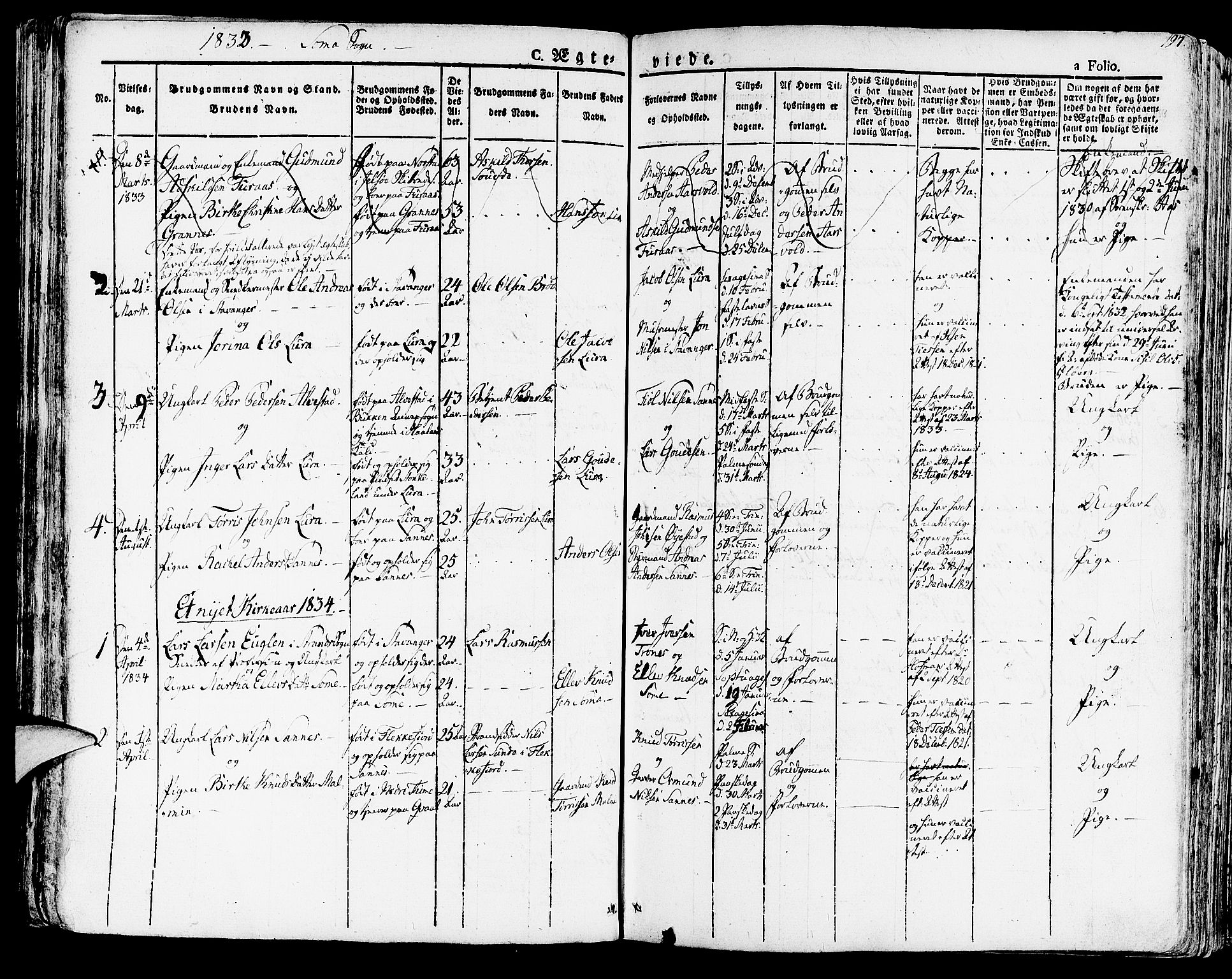 Høyland sokneprestkontor, AV/SAST-A-101799/001/30BA/L0007: Ministerialbok nr. A 7 /2, 1825-1841, s. 197