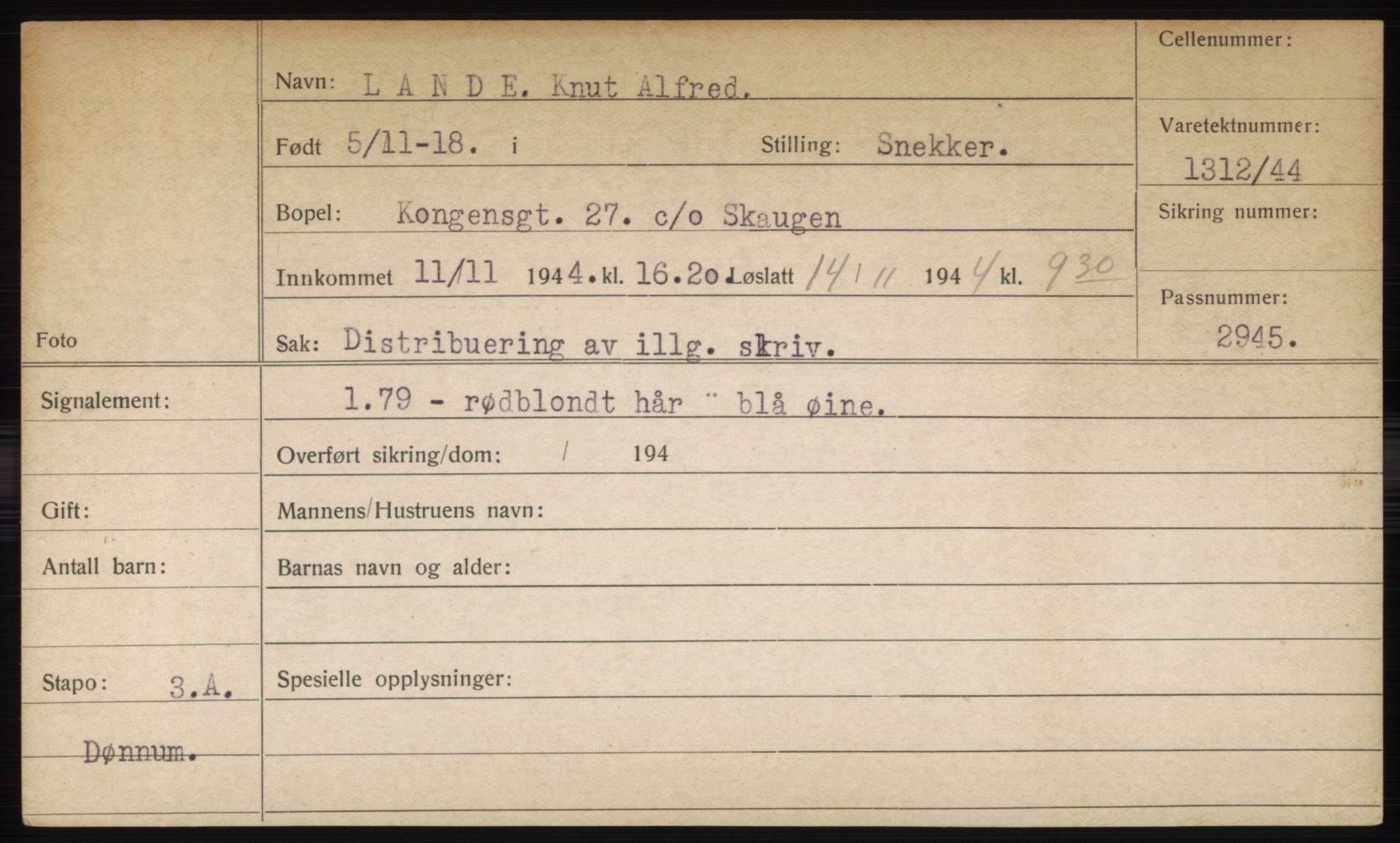 Statspolitiet - Hovedkontoret / Osloavdelingen, AV/RA-S-1329/C/Ck/Cke/L0004: Fangeregister; etternavn L - R, 1941-1945, s. 10