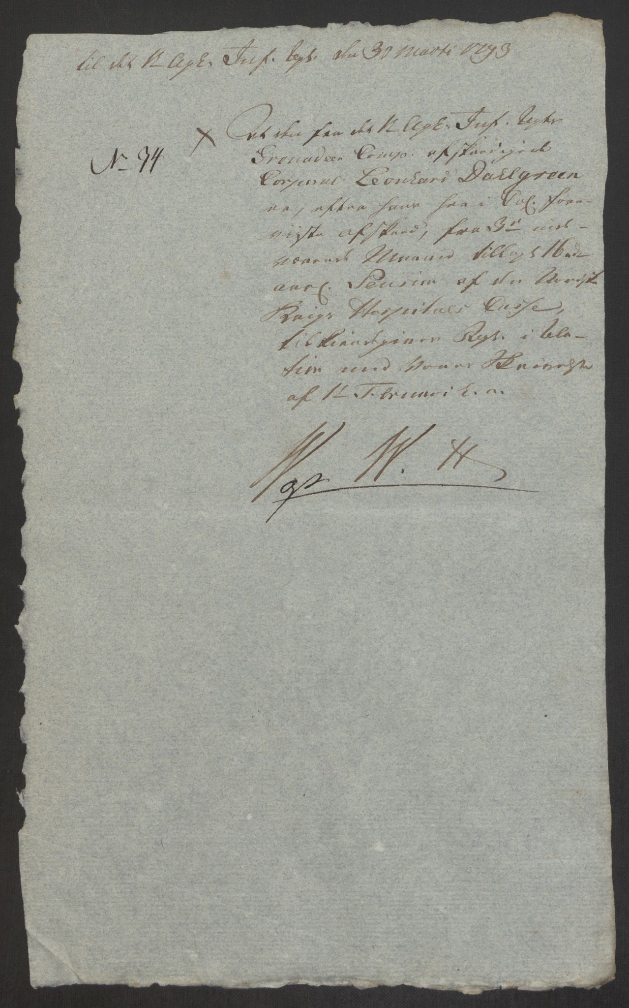 Forsvaret, Den norske kvesthuskasse/krigshospitalkasse, AV/RA-RAFA-1887/F/Fa/L0008: Konsepter, 1790-1793, s. 1065
