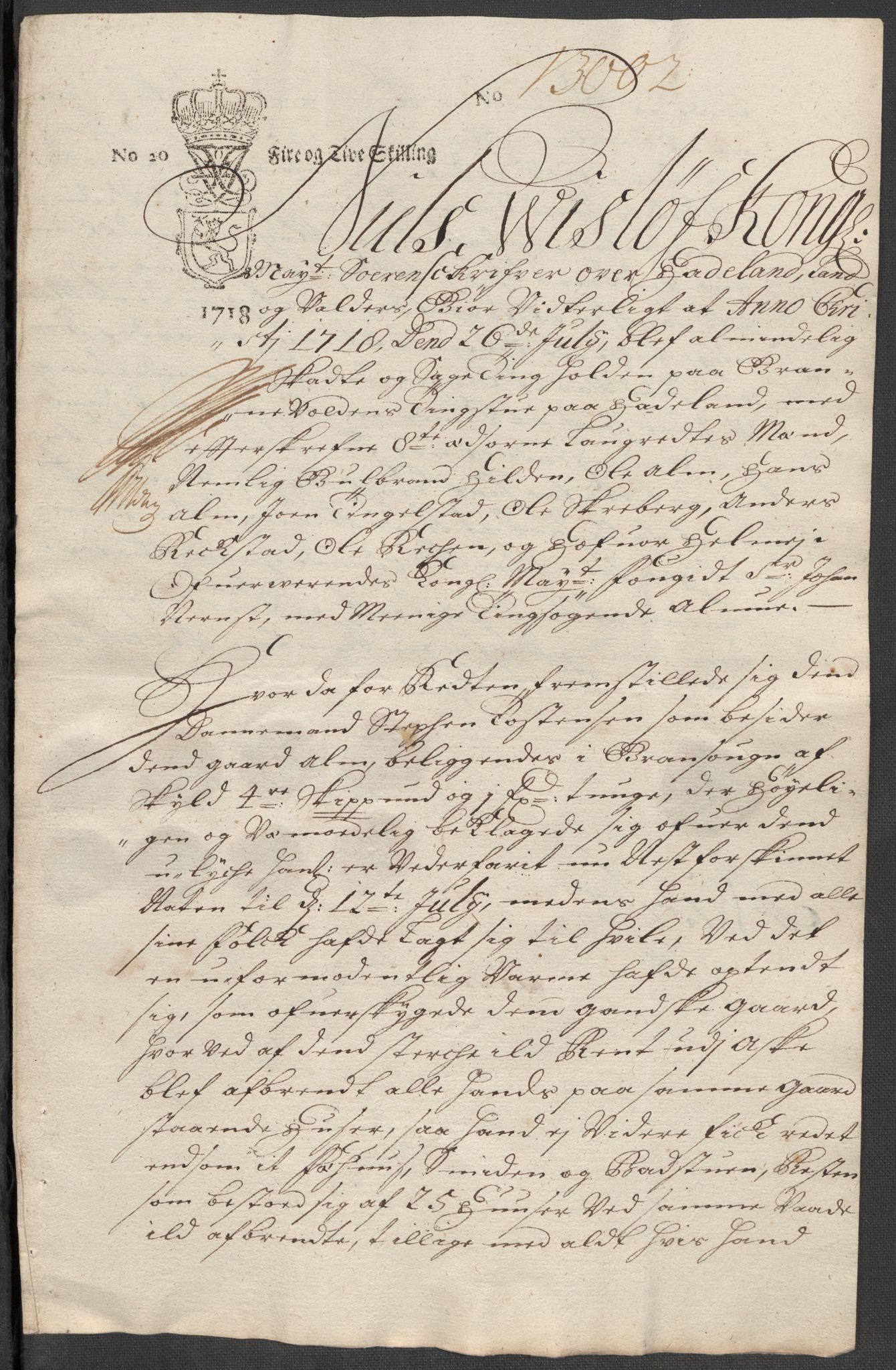 Rentekammeret inntil 1814, Reviderte regnskaper, Fogderegnskap, AV/RA-EA-4092/R18/L1320: Fogderegnskap Hadeland, Toten og Valdres, 1718, s. 229