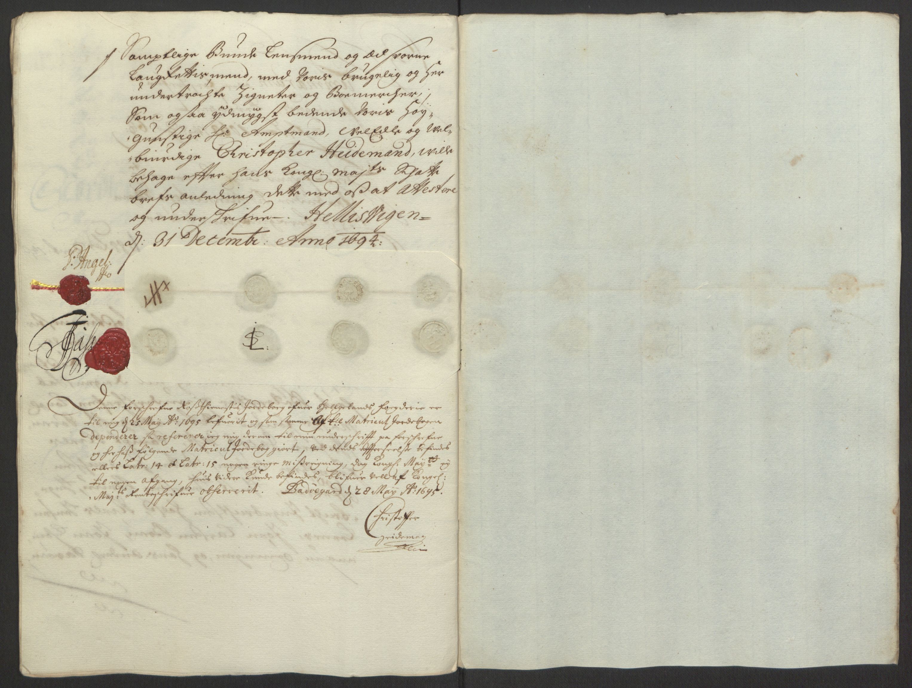Rentekammeret inntil 1814, Reviderte regnskaper, Fogderegnskap, RA/EA-4092/R65/L4505: Fogderegnskap Helgeland, 1693-1696, s. 240