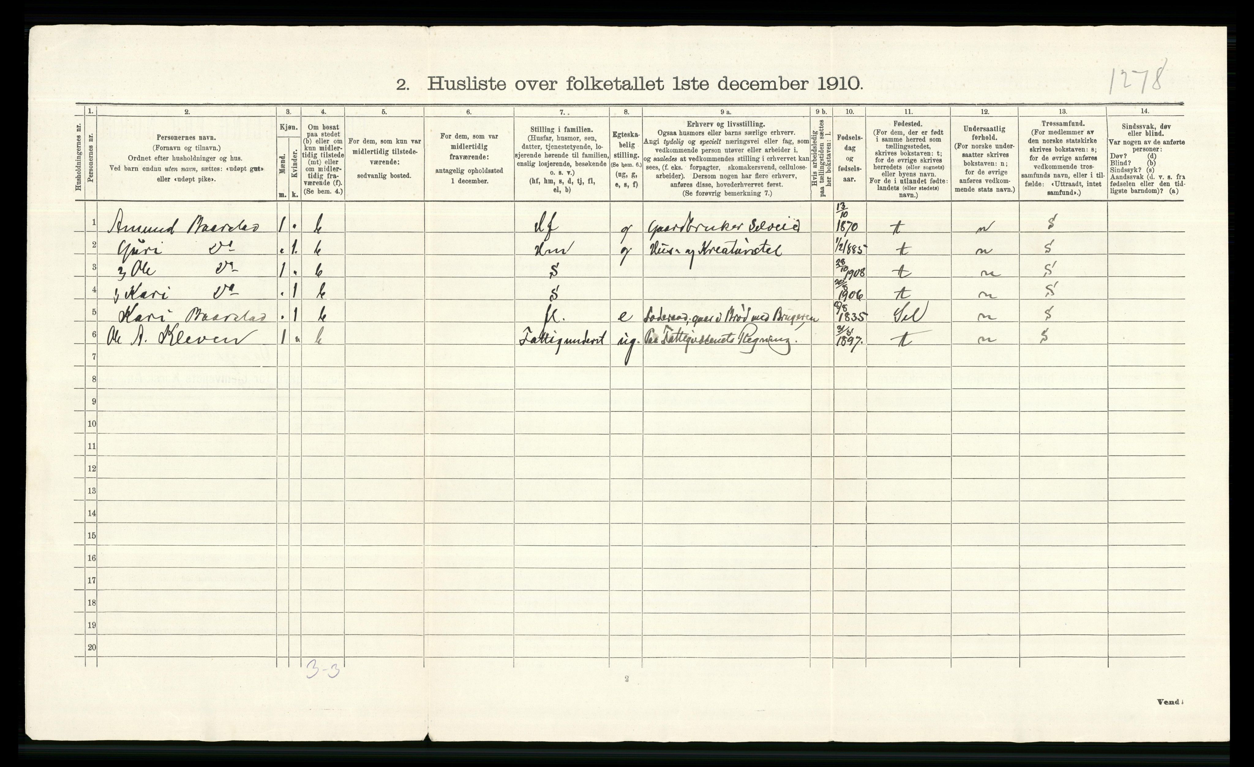 RA, Folketelling 1910 for 0515 Vågå herred, 1910, s. 34