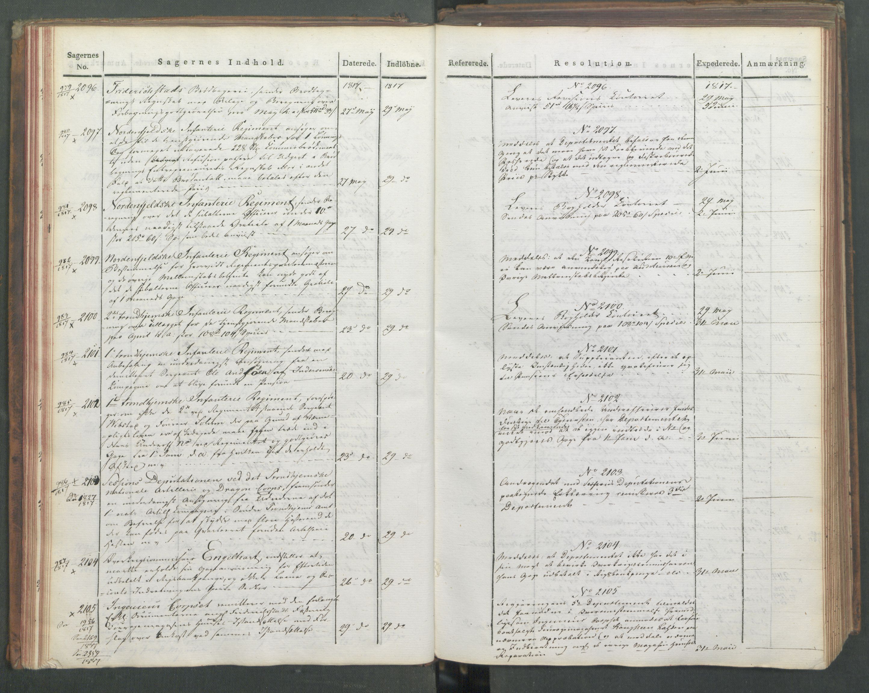 Armédepartementet, RA/RAFA-3493/C/Ca/L0012: 6. Departements Journal, 1817