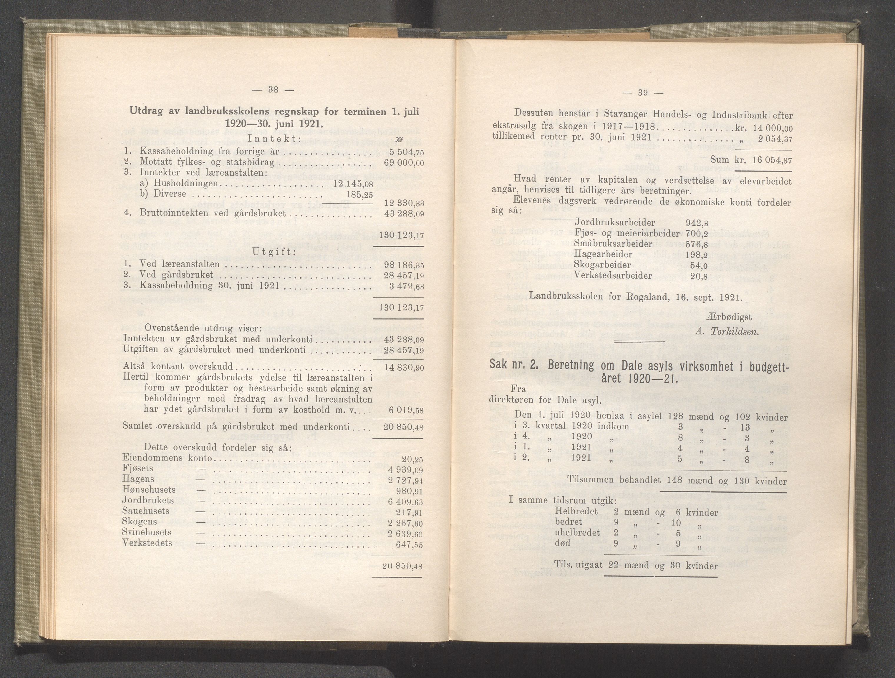 Rogaland fylkeskommune - Fylkesrådmannen , IKAR/A-900/A/Aa/Aaa/L0041: Møtebok , 1922, s. 38-39