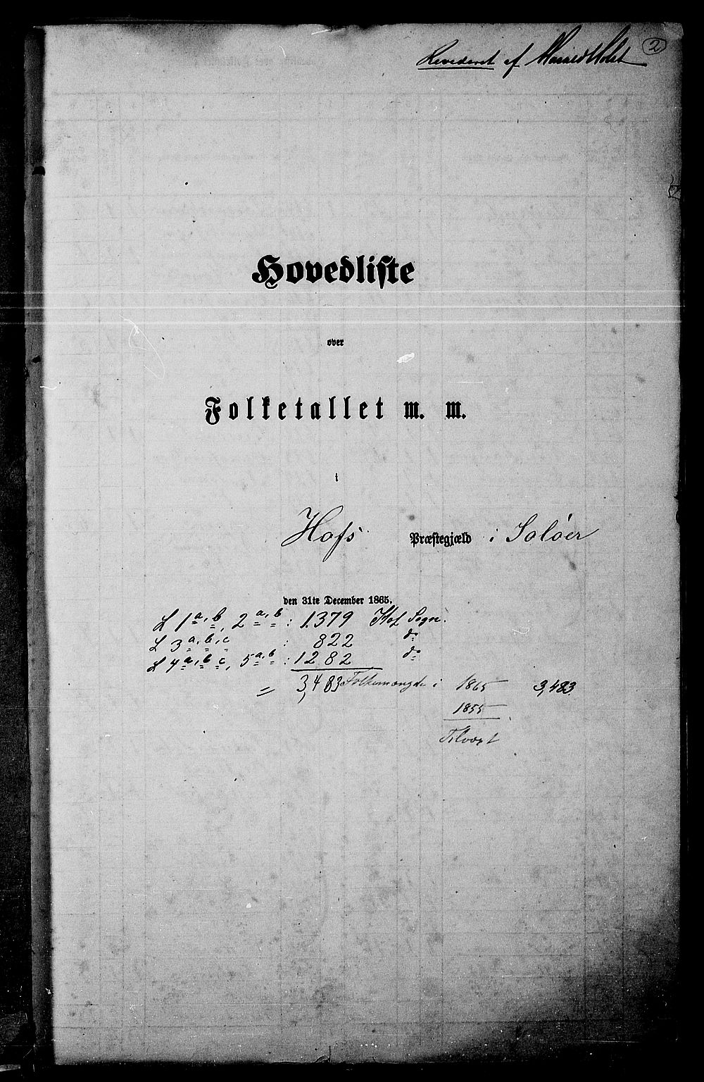 RA, Folketelling 1865 for 0424P Hof prestegjeld, 1865, s. 5