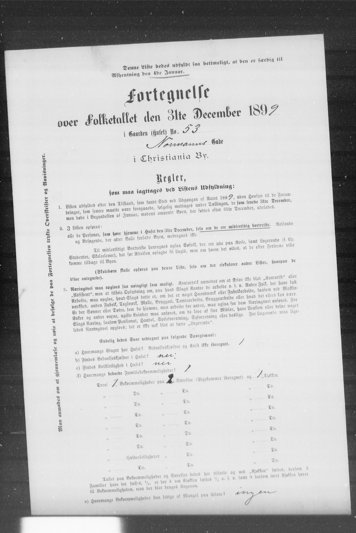 OBA, Kommunal folketelling 31.12.1899 for Kristiania kjøpstad, 1899, s. 9615