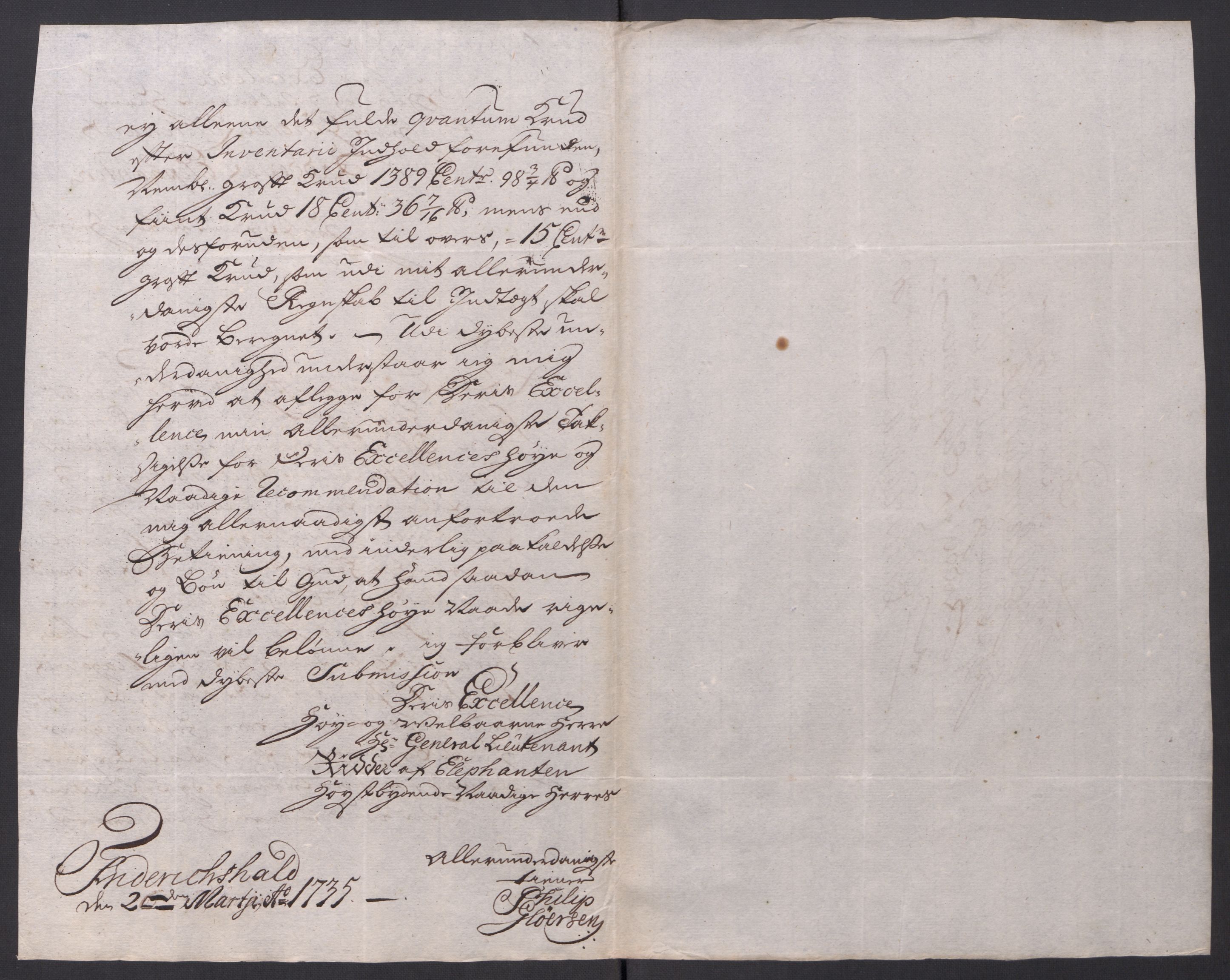 Kommanderende general (KG I) med Det norske krigsdirektorium, AV/RA-EA-5419/D/L0154: Fredriksten festning: Brev, inventarfortegnelser og regnskapsekstrakter, 1730-1739, s. 312