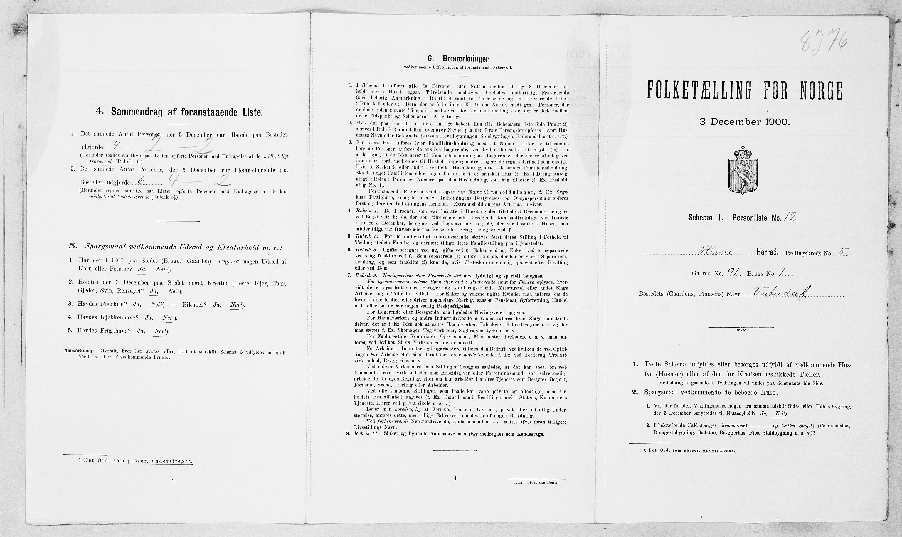 SAT, Folketelling 1900 for 1612 Hemne herred, 1900, s. 513