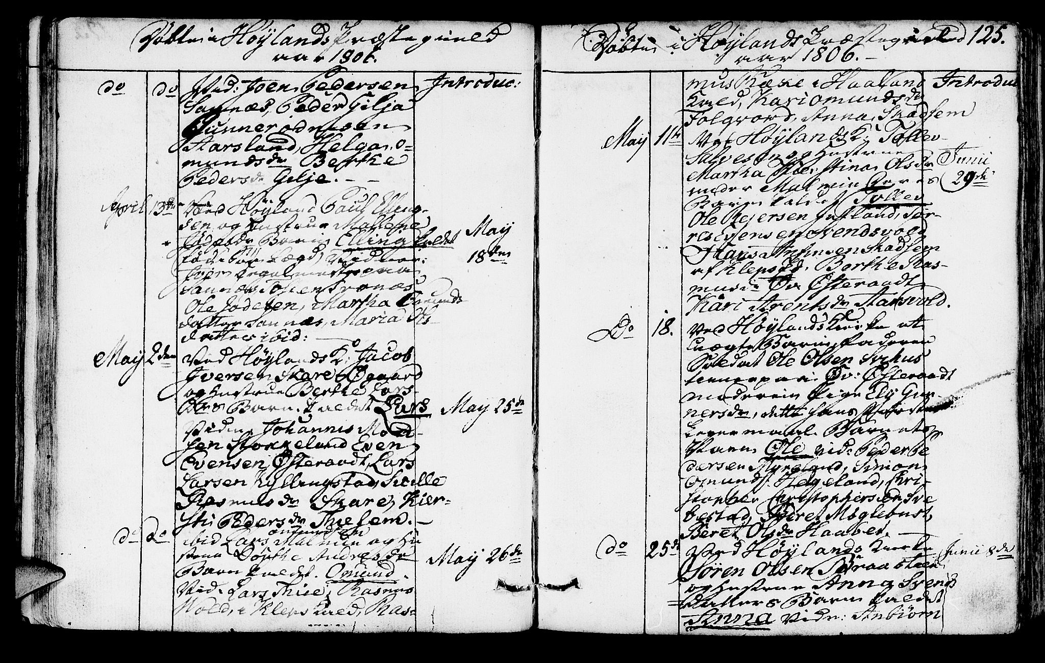 Høyland sokneprestkontor, AV/SAST-A-101799/001/30BA/L0005: Ministerialbok nr. A 5, 1804-1815, s. 125