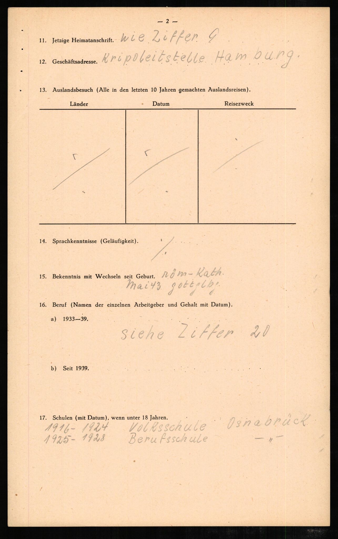 Forsvaret, Forsvarets overkommando II, AV/RA-RAFA-3915/D/Db/L0005: CI Questionaires. Tyske okkupasjonsstyrker i Norge. Tyskere., 1945-1946, s. 186