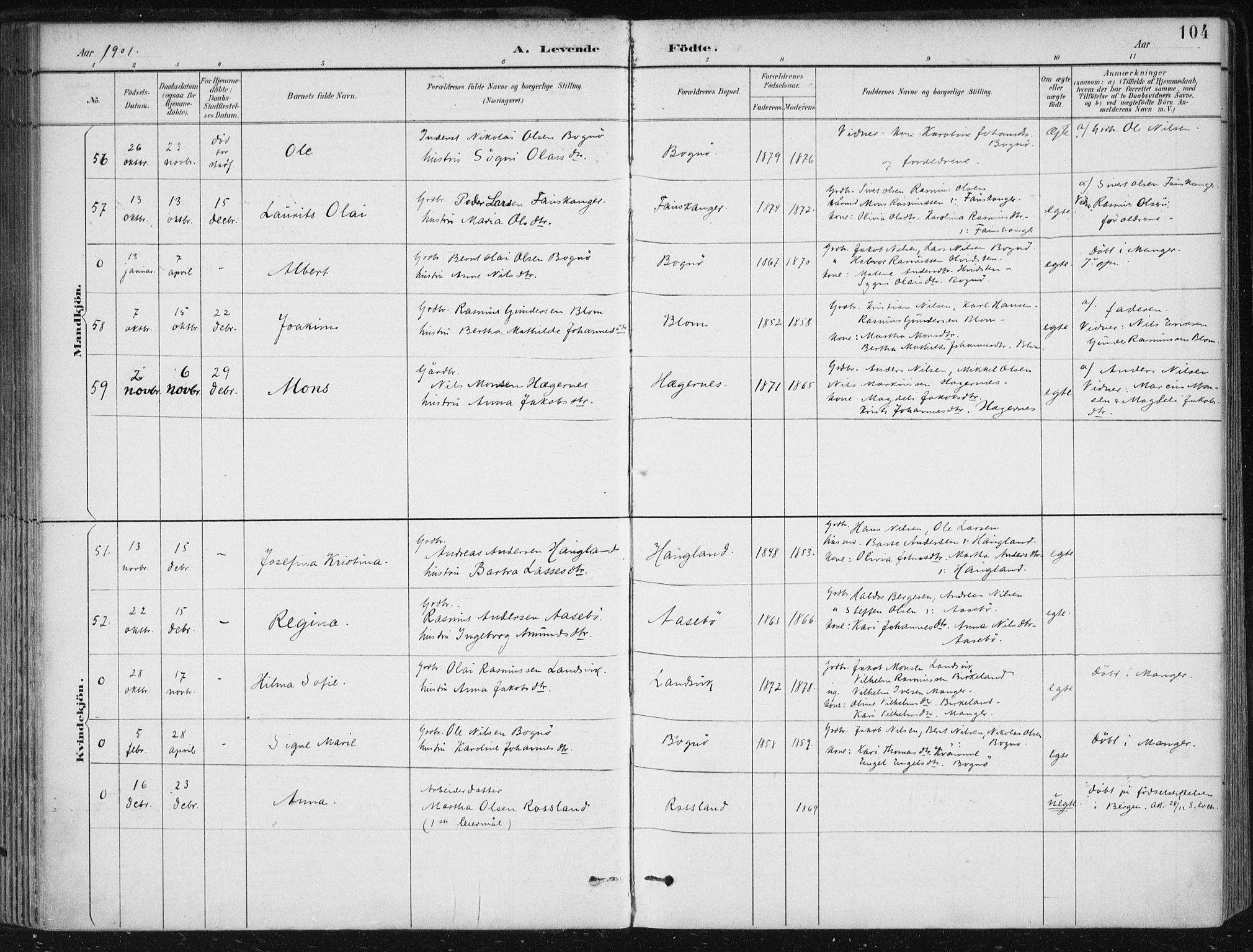 Herdla Sokneprestembete, AV/SAB-A-75701/H/Haa: Ministerialbok nr. A 4, 1891-1905, s. 104