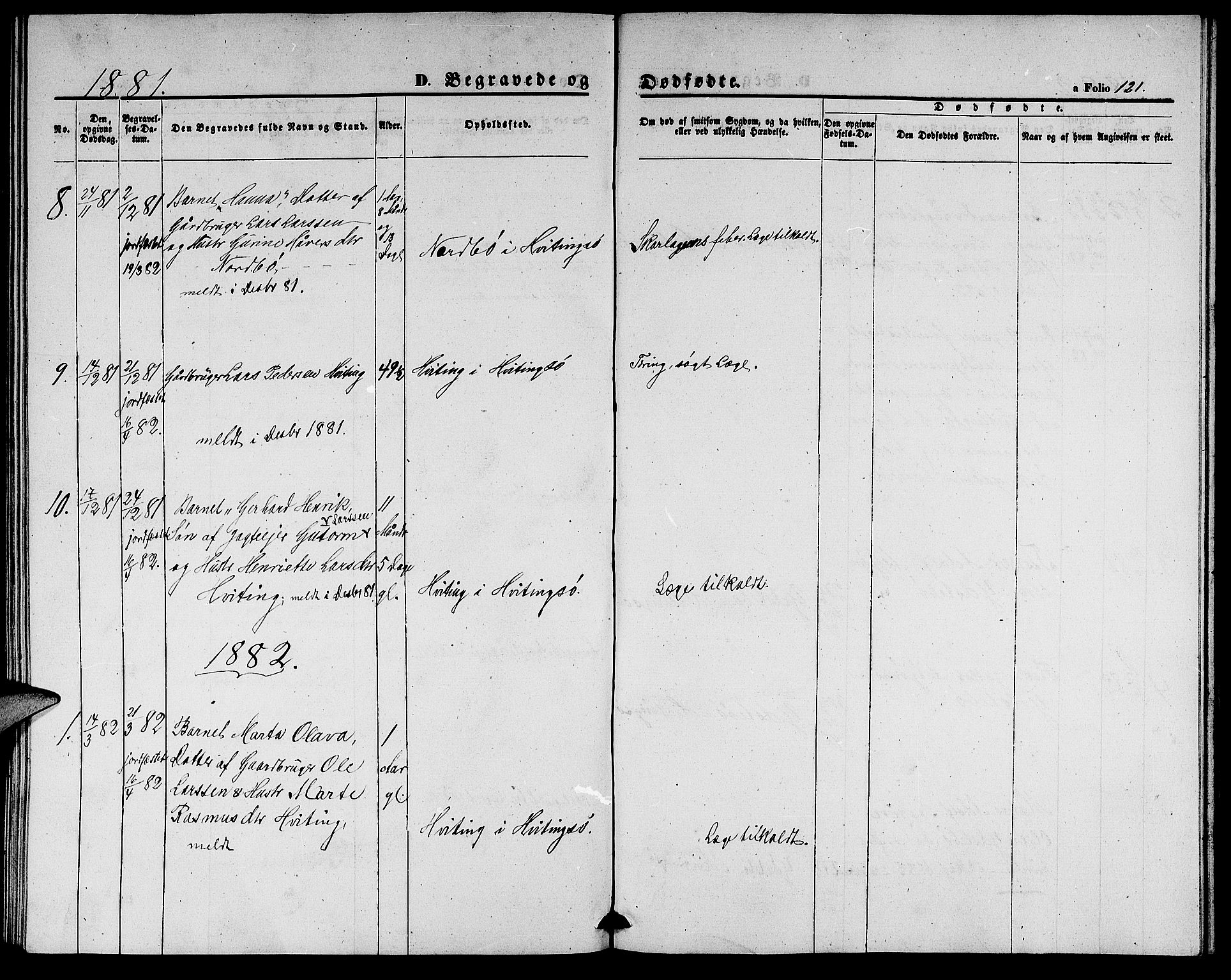 Rennesøy sokneprestkontor, SAST/A -101827/H/Ha/Hab/L0003: Klokkerbok nr. B 3, 1855-1888, s. 121