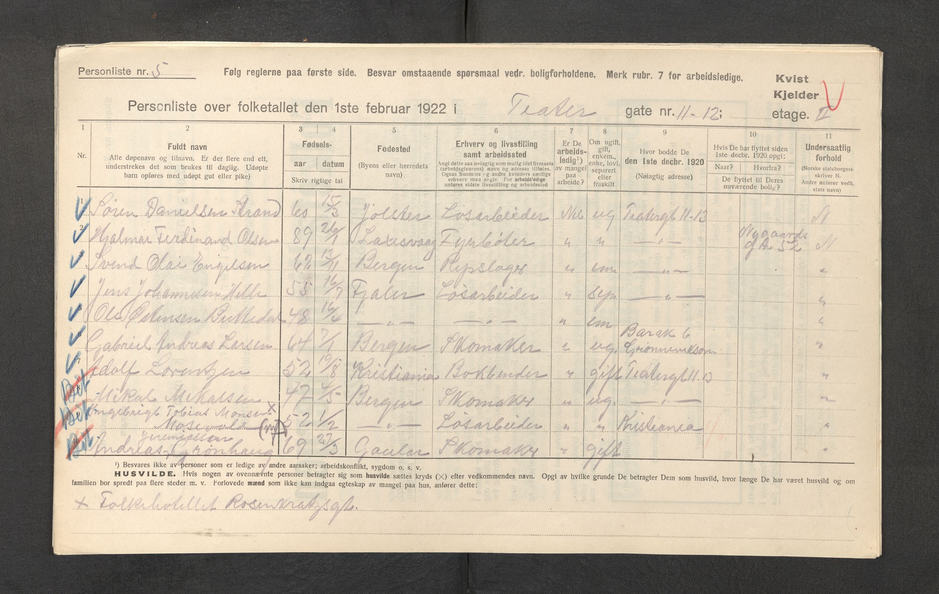 SAB, Kommunal folketelling 1922 for Bergen kjøpstad, 1922, s. 43346