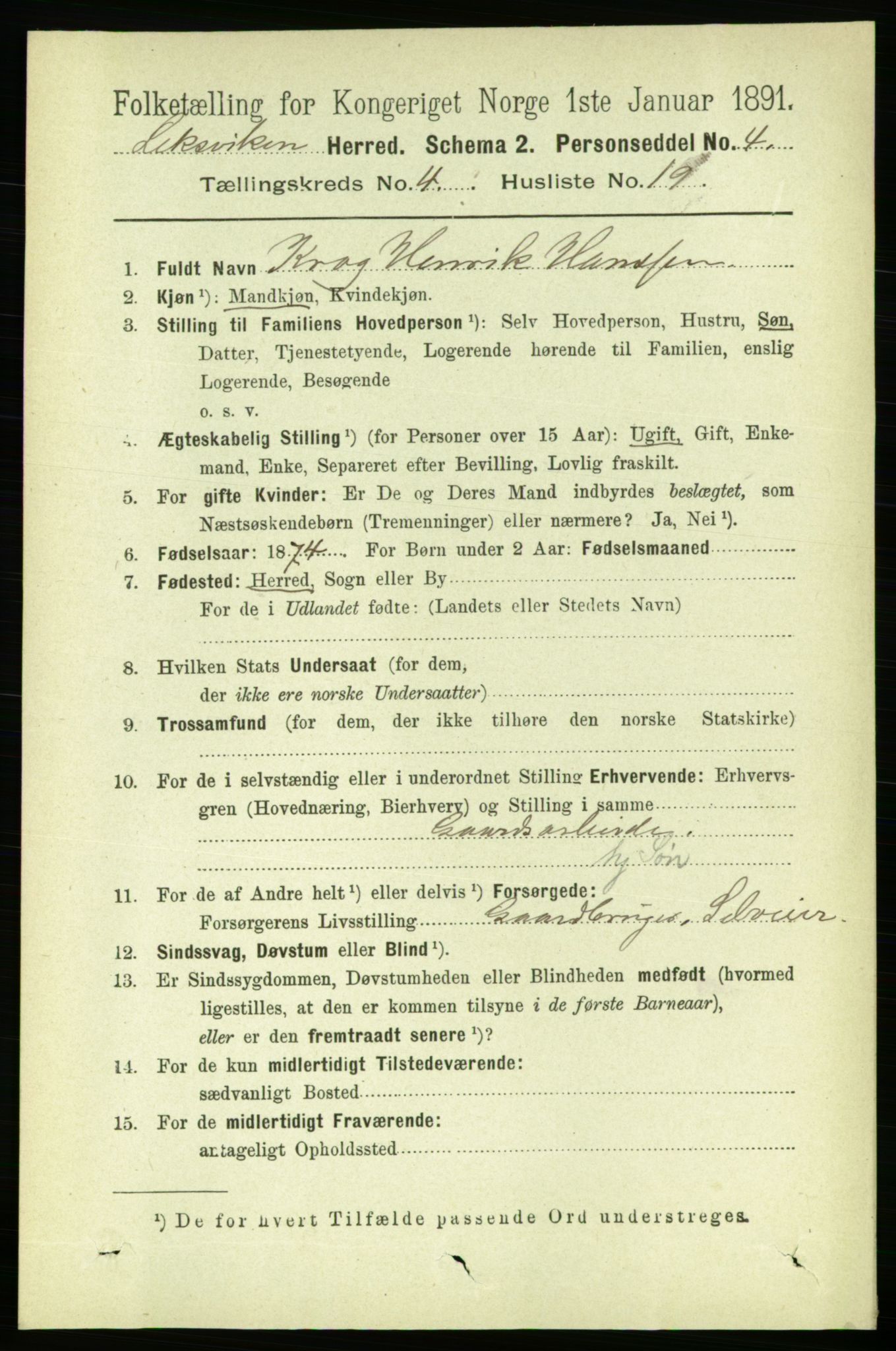RA, Folketelling 1891 for 1718 Leksvik herred, 1891, s. 2032