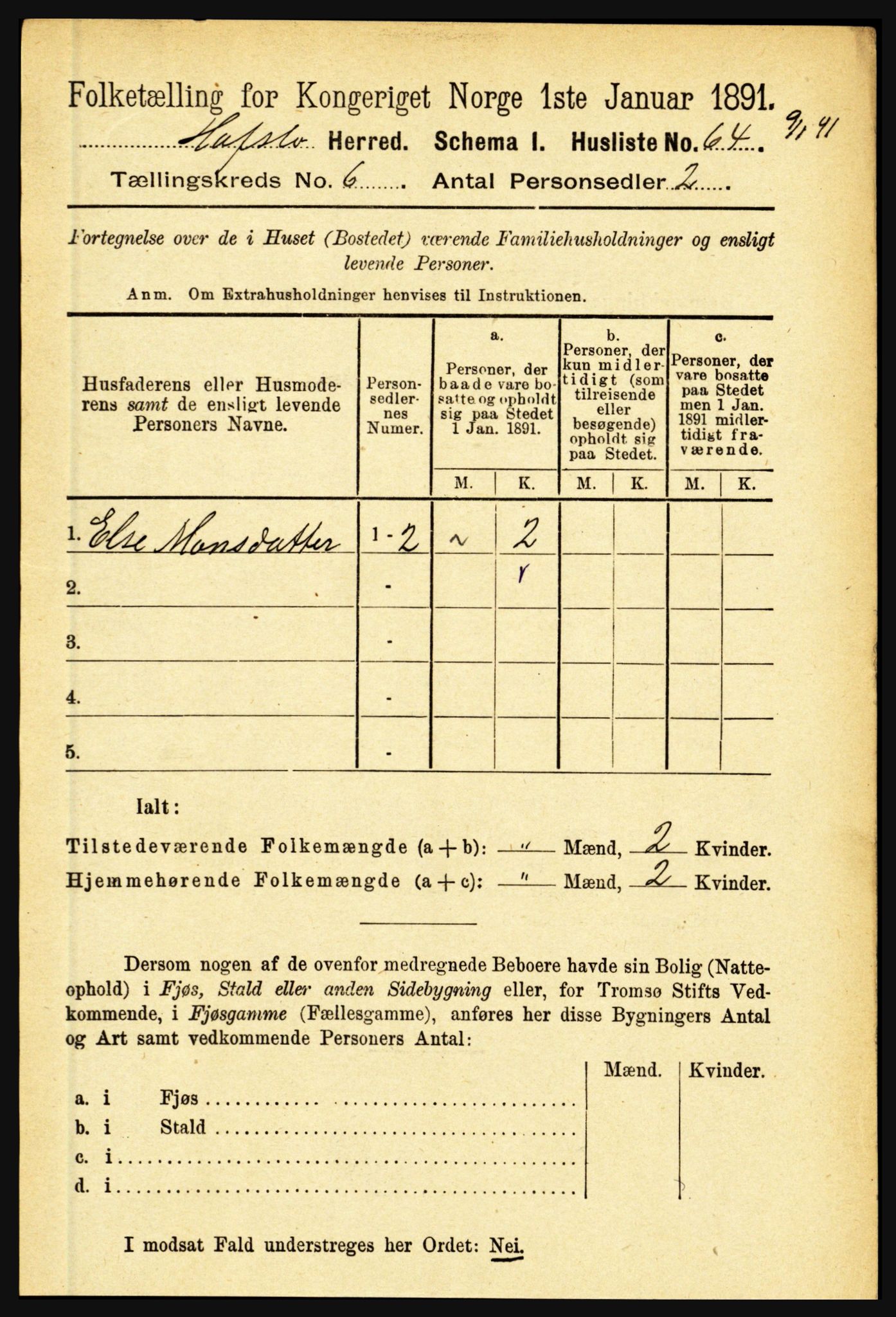 RA, Folketelling 1891 for 1425 Hafslo herred, 1891, s. 2333
