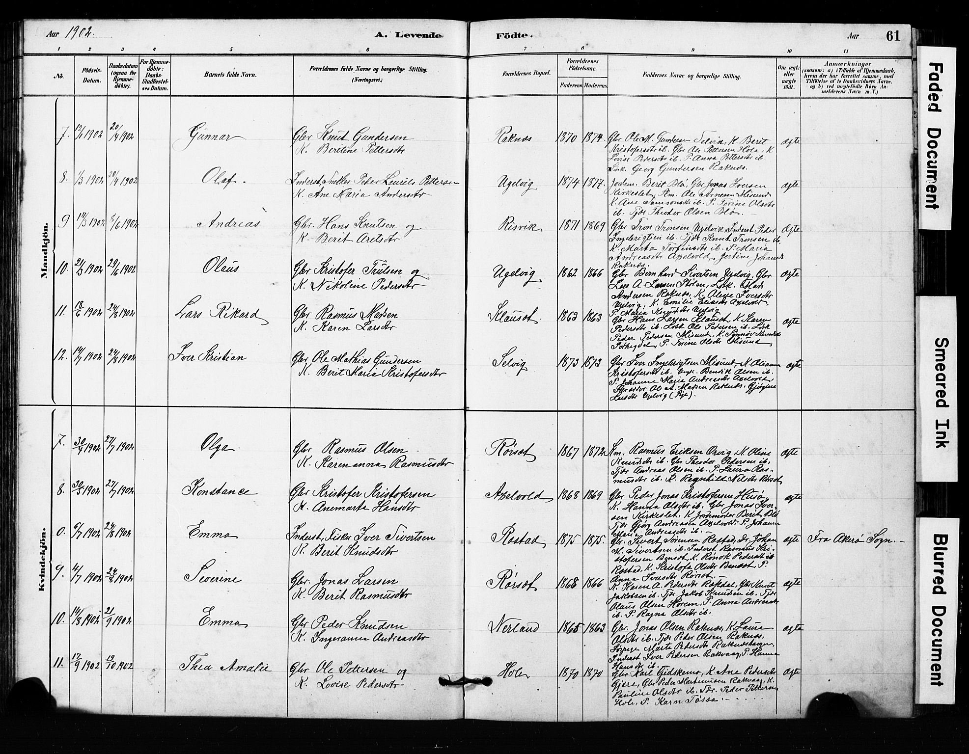 Ministerialprotokoller, klokkerbøker og fødselsregistre - Møre og Romsdal, AV/SAT-A-1454/563/L0737: Klokkerbok nr. 563C01, 1878-1916, s. 61