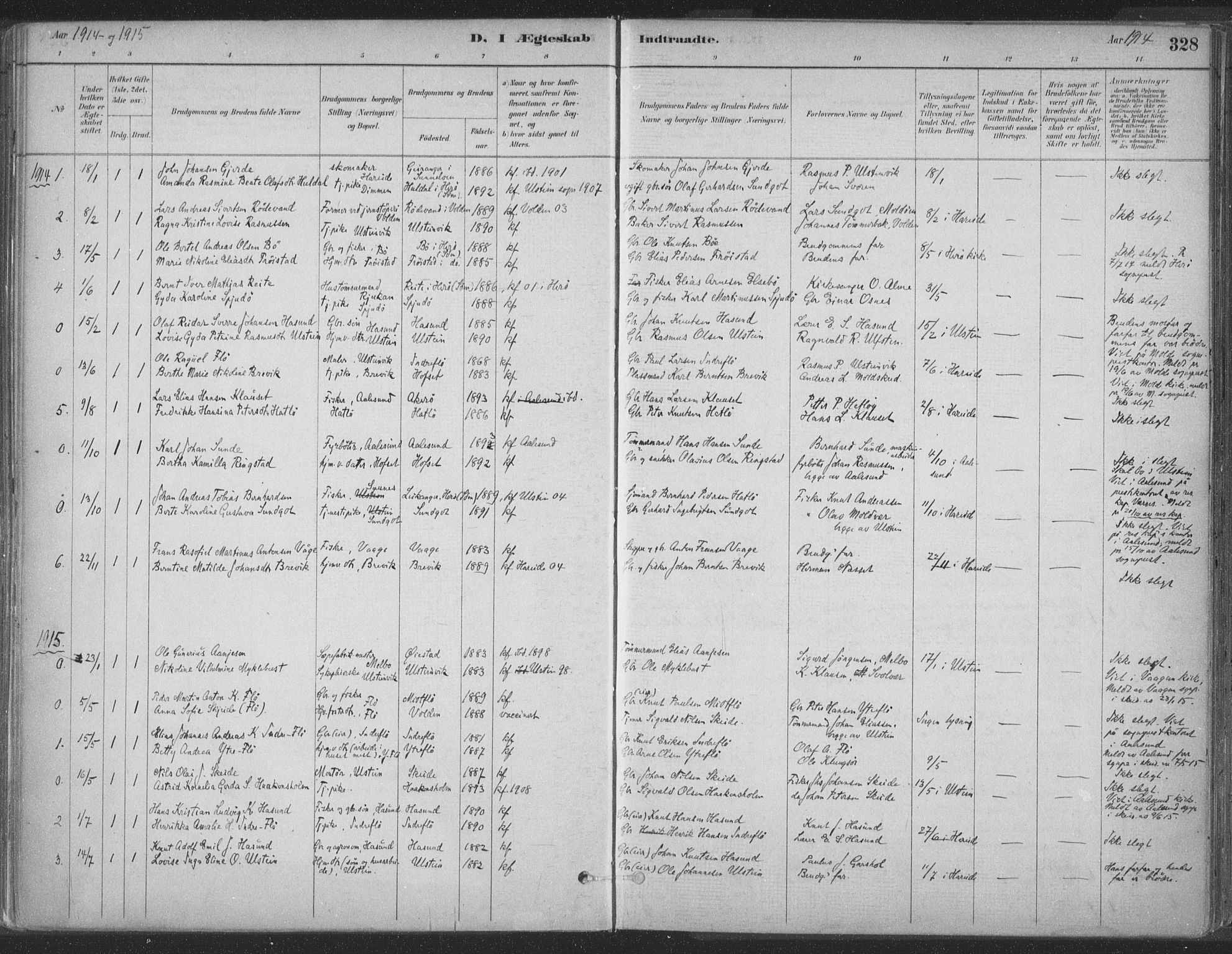 Ministerialprotokoller, klokkerbøker og fødselsregistre - Møre og Romsdal, AV/SAT-A-1454/509/L0106: Ministerialbok nr. 509A04, 1883-1922, s. 328