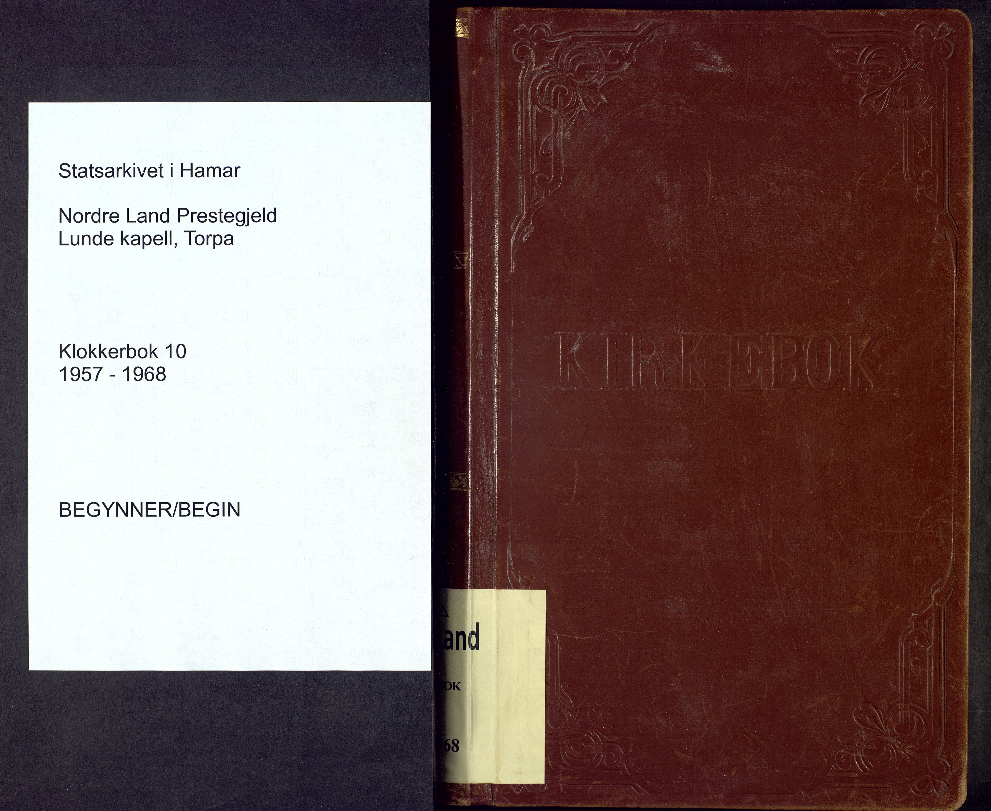 Nordre Land prestekontor, SAH/PREST-124/H/Ha/Hab/L0010: Klokkerbok nr. 10, 1957-1968