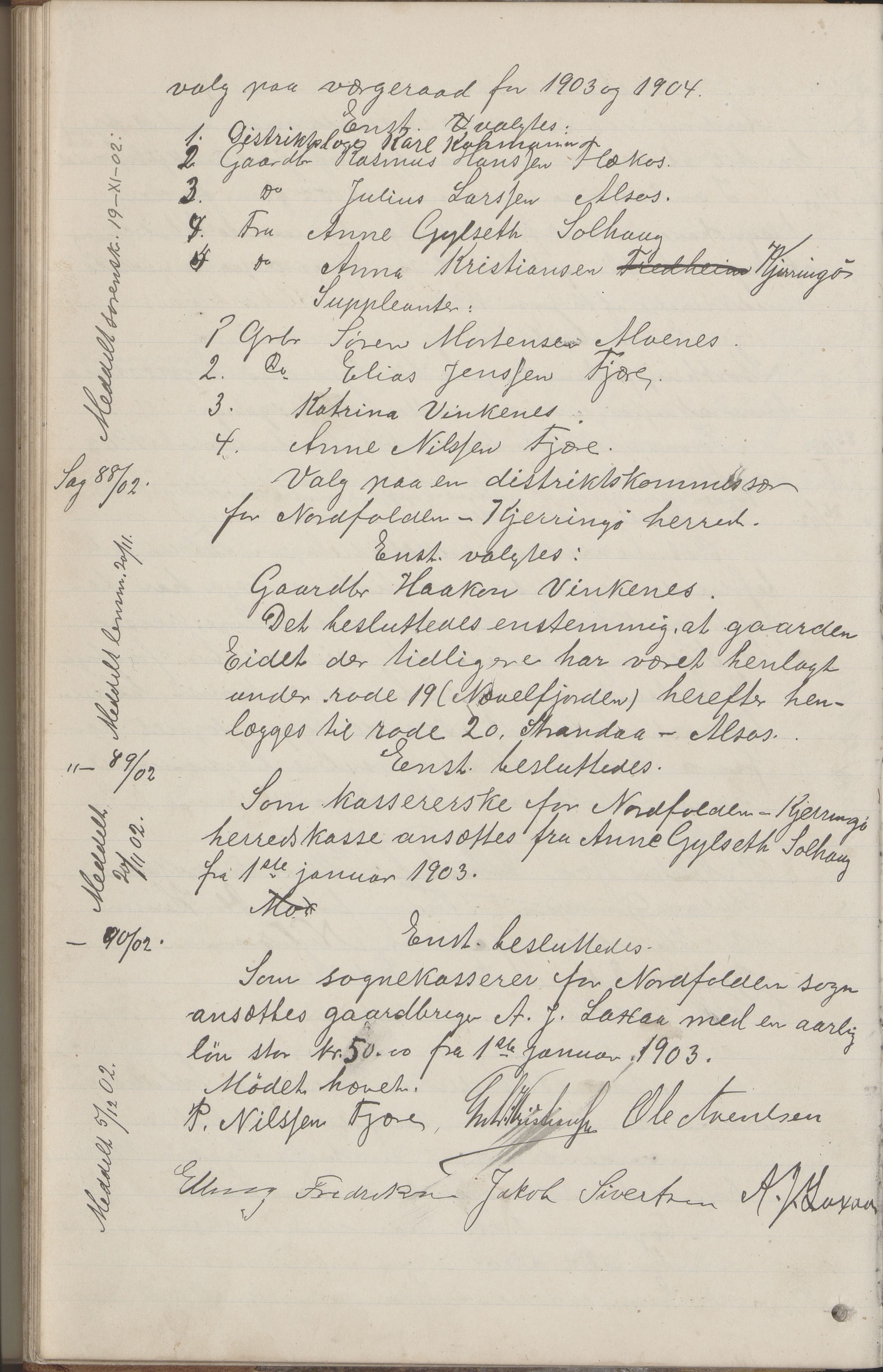 Kjerringøy kommune. Formannskapet, AIN/K-18441.150/A/Aa/L0002: Forhandlingsprotokoll Norfolden- Kjerringø formanskap, 1900-1911