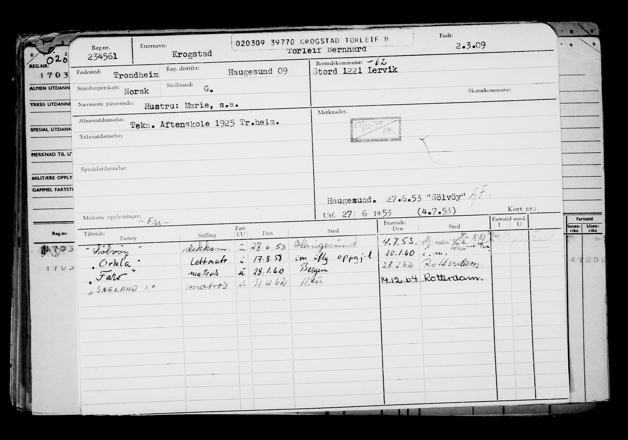 Direktoratet for sjømenn, AV/RA-S-3545/G/Gb/L0082: Hovedkort, 1909, s. 30