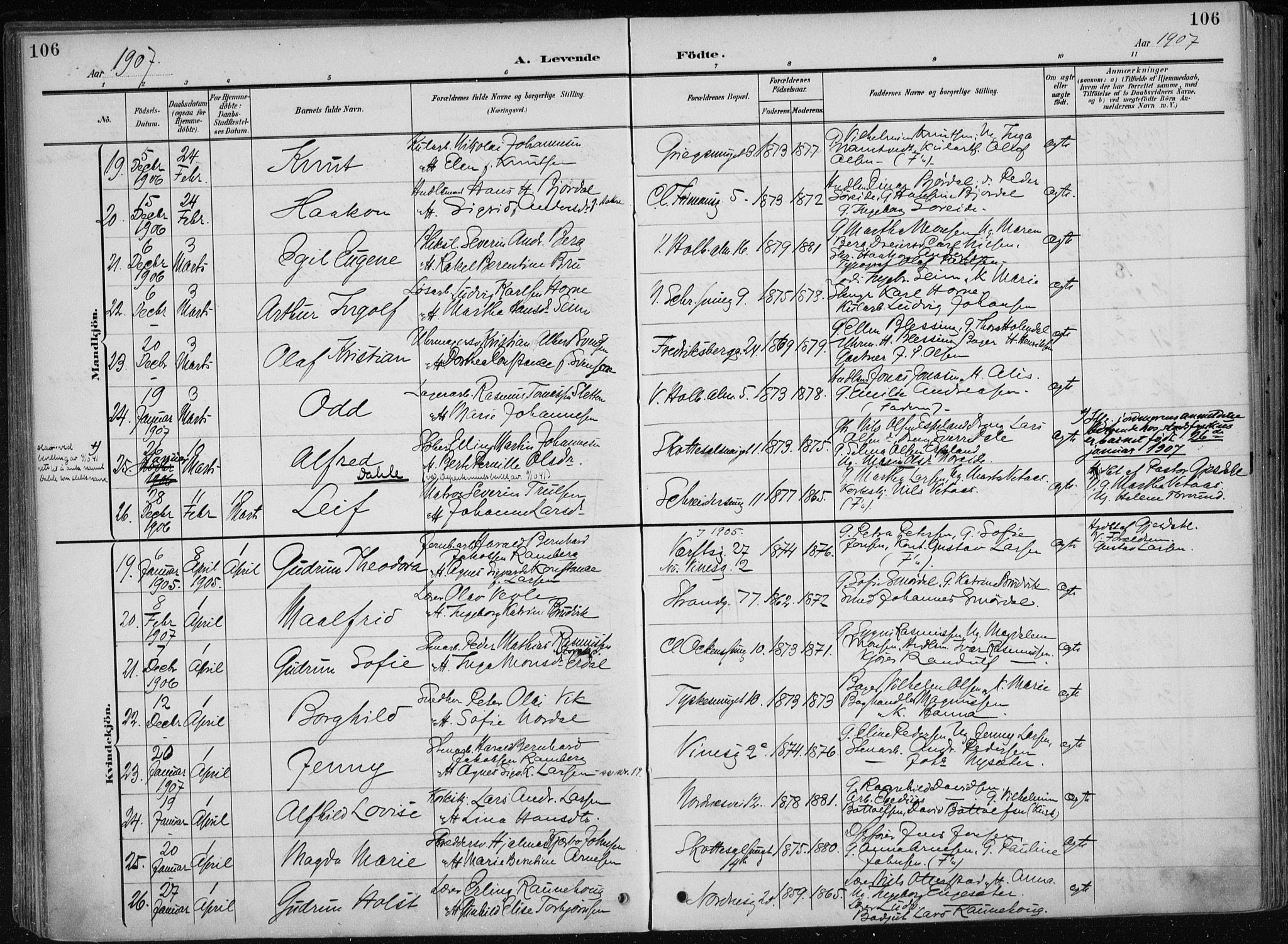 Nykirken Sokneprestembete, AV/SAB-A-77101/H/Haa/L0019: Ministerialbok nr. B 7, 1904-1916, s. 106