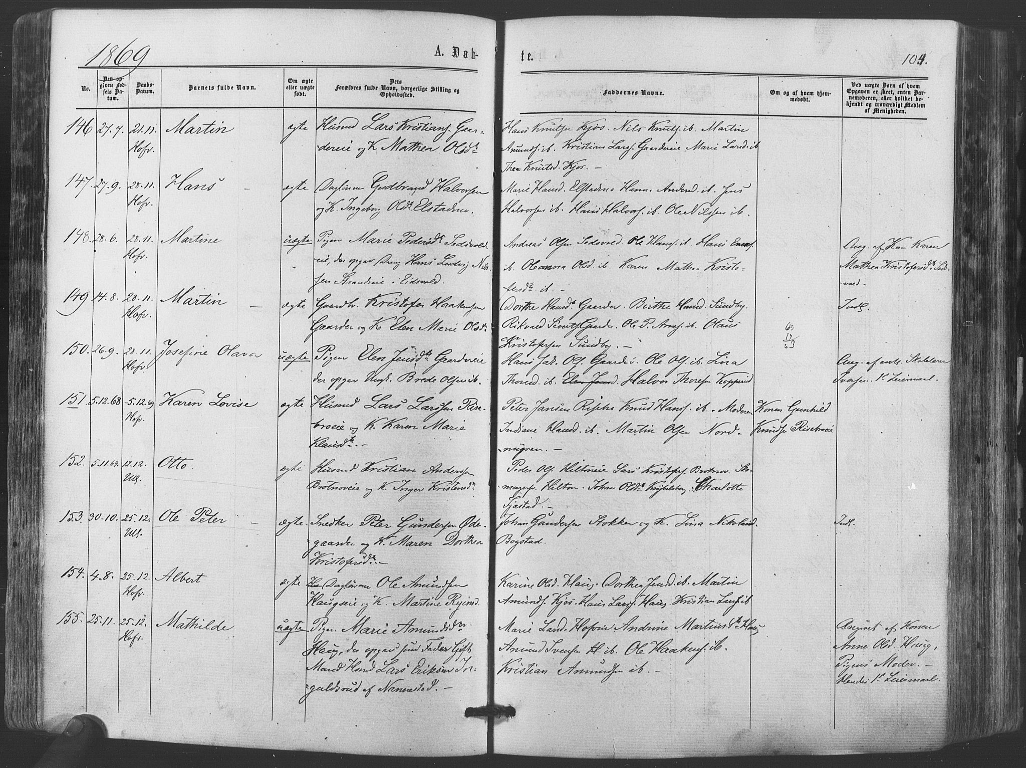 Ullensaker prestekontor Kirkebøker, AV/SAO-A-10236a/F/Fa/L0016: Ministerialbok nr. I 16, 1863-1875, s. 104