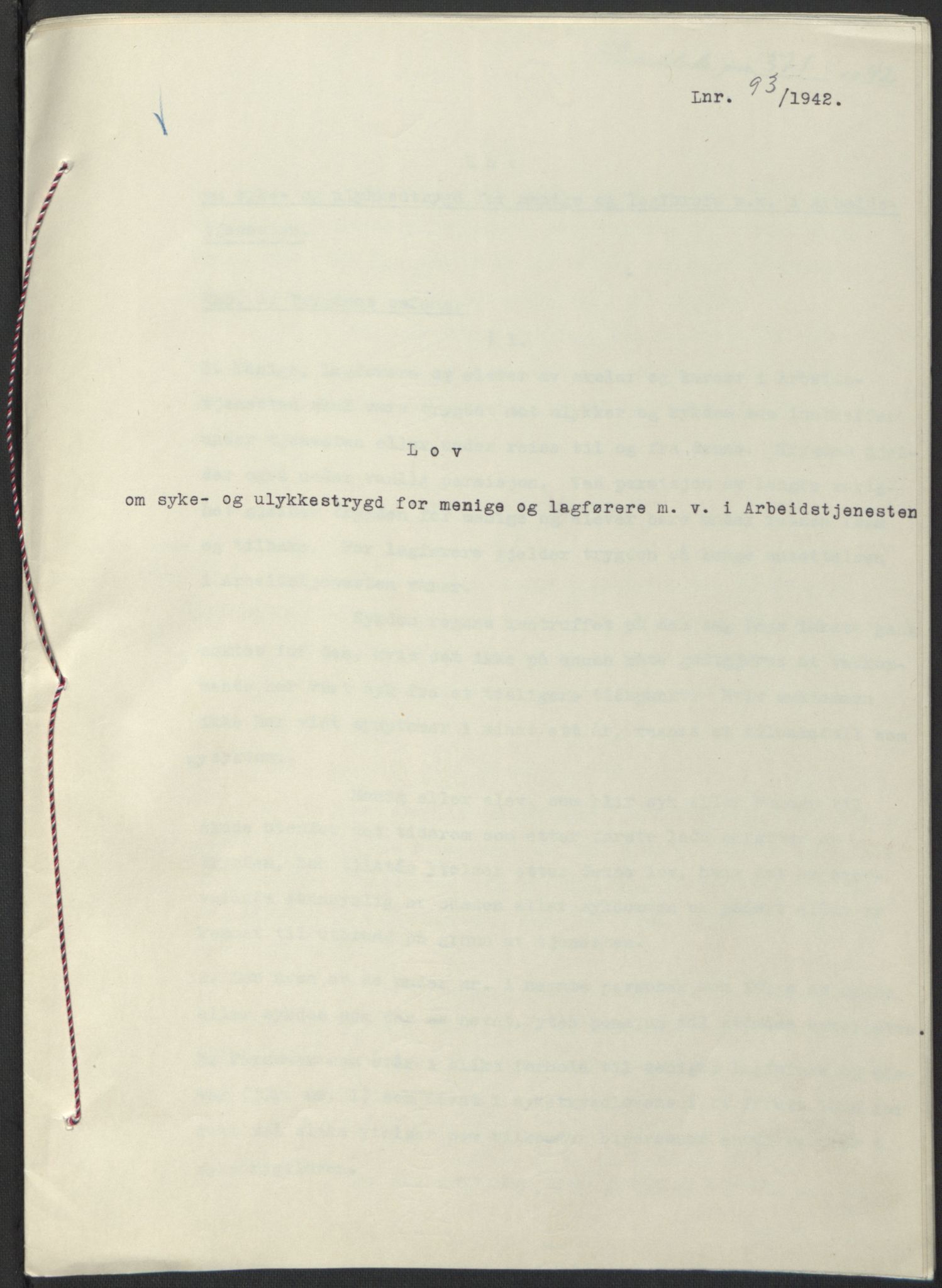NS-administrasjonen 1940-1945 (Statsrådsekretariatet, de kommisariske statsråder mm), AV/RA-S-4279/D/Db/L0097: Lover I, 1942, s. 270