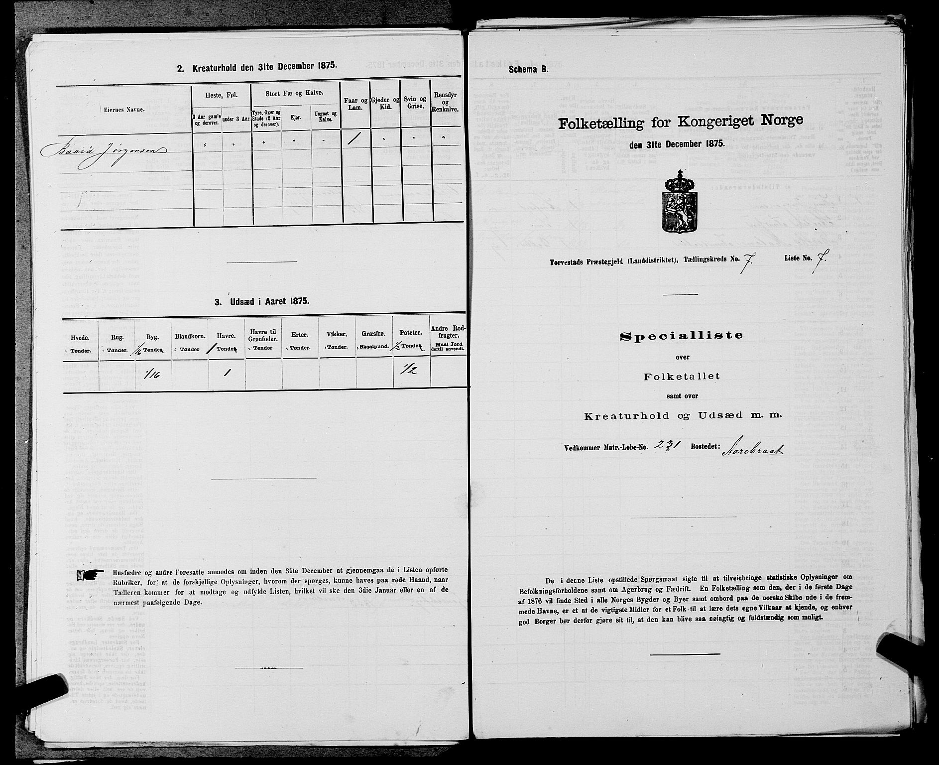 SAST, Folketelling 1875 for 1152L Torvastad prestegjeld, Torvastad sokn, Skåre sokn og Utsira sokn, 1875, s. 909