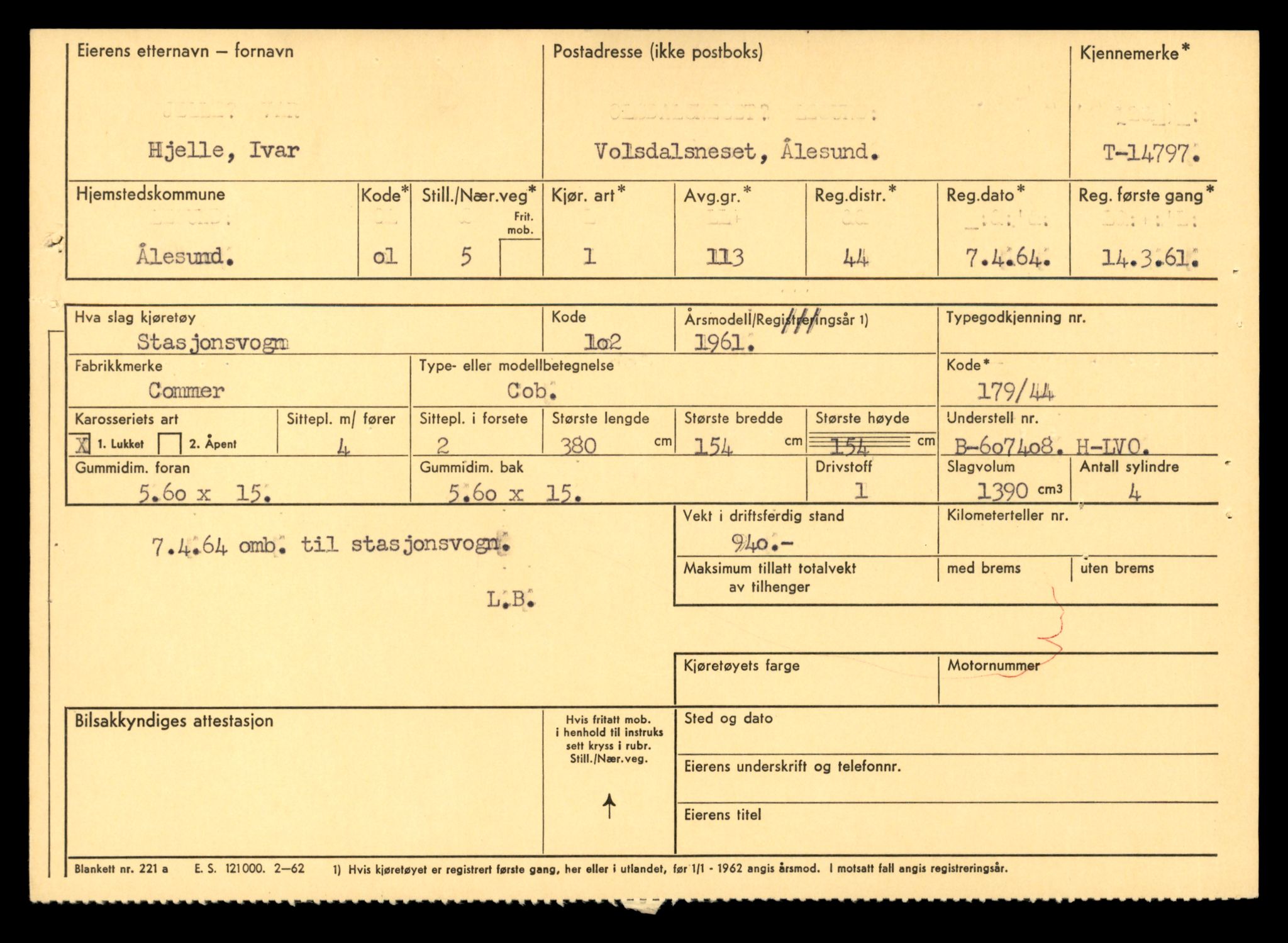 Møre og Romsdal vegkontor - Ålesund trafikkstasjon, AV/SAT-A-4099/F/Fe/L0048: Registreringskort for kjøretøy T 14721 - T 14863, 1927-1998, s. 1611