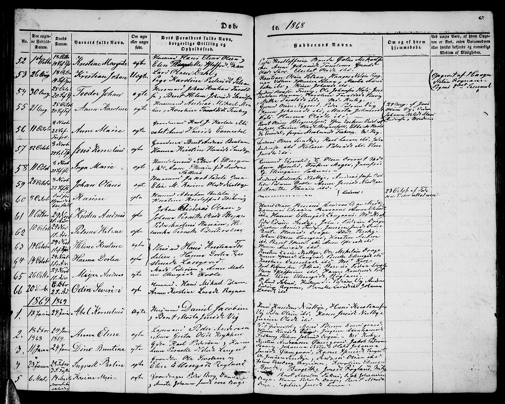 Ministerialprotokoller, klokkerbøker og fødselsregistre - Nordland, AV/SAT-A-1459/847/L0678: Klokkerbok nr. 847C06, 1854-1870, s. 67