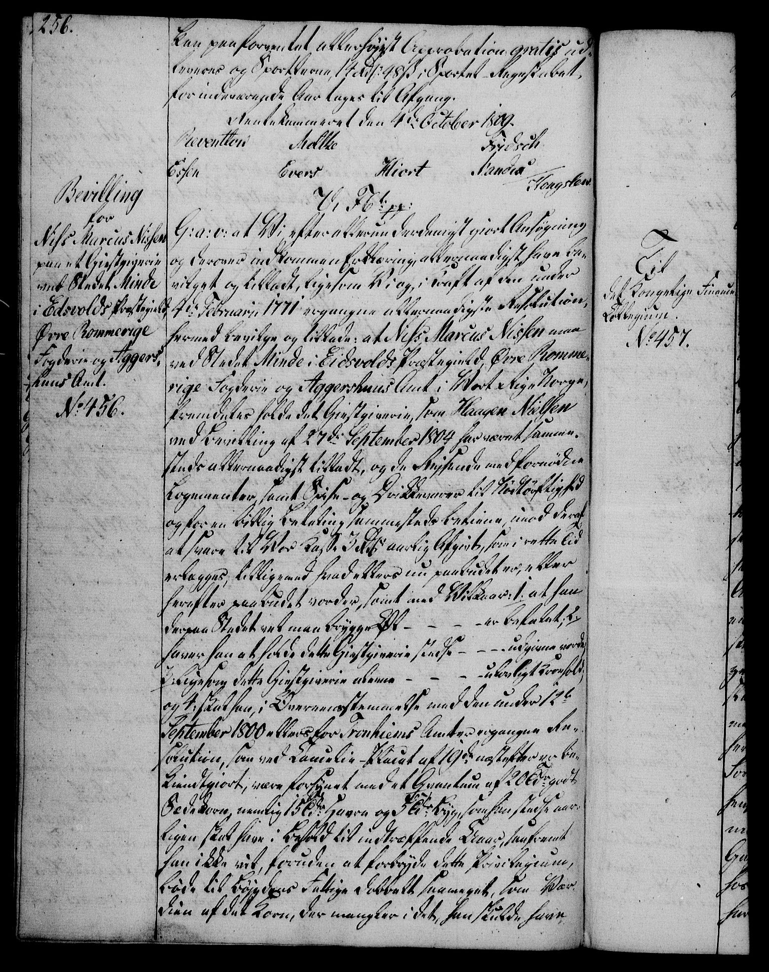 Rentekammeret, Kammerkanselliet, RA/EA-3111/G/Gg/Gga/L0019: Norsk ekspedisjonsprotokoll med register (merket RK 53.19), 1807-1810, s. 256