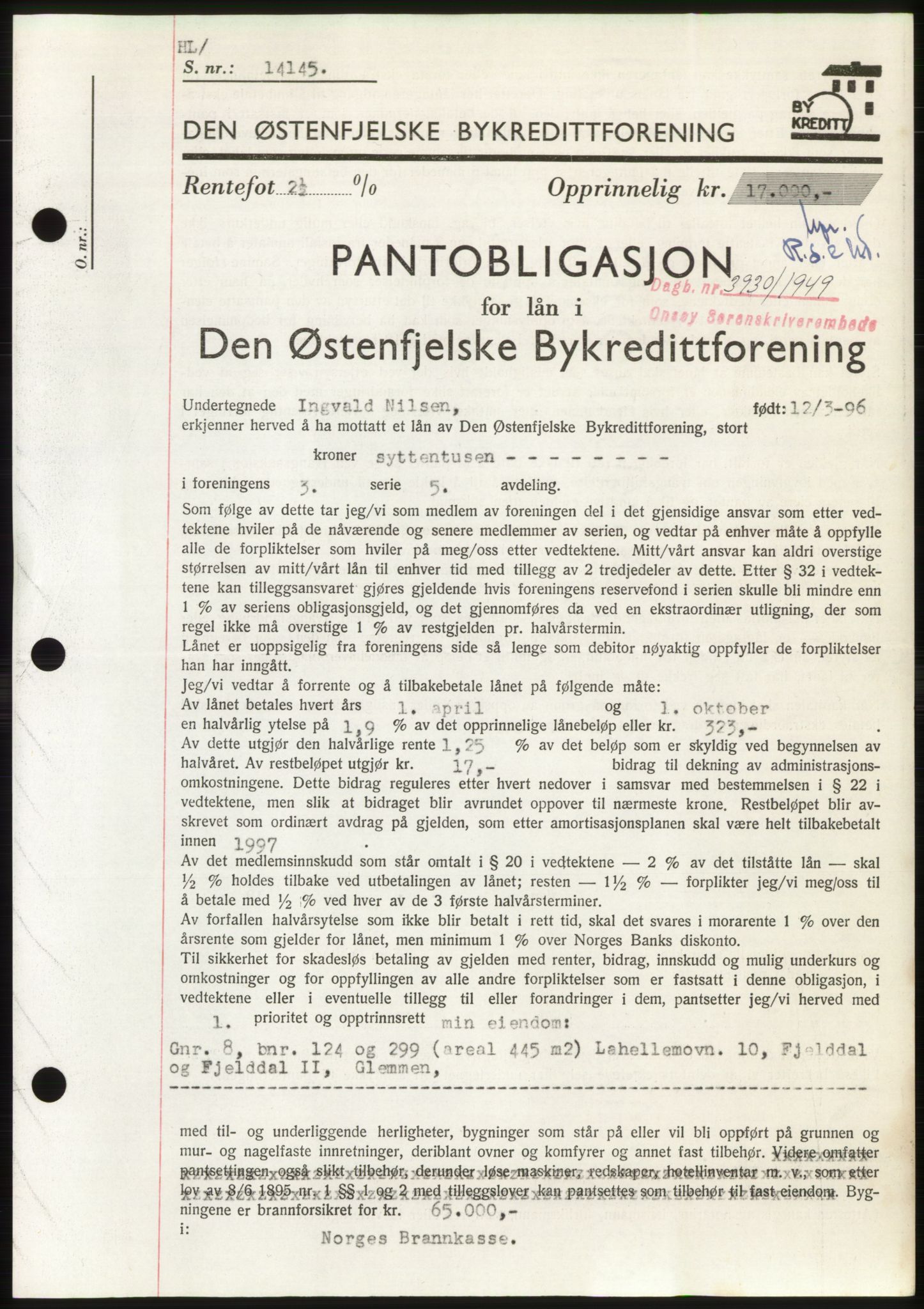 Onsøy sorenskriveri, SAO/A-10474/G/Ga/Gac/L0009: Pantebok nr. B 13-9, 1949-1950, Dagboknr: 3930/1949
