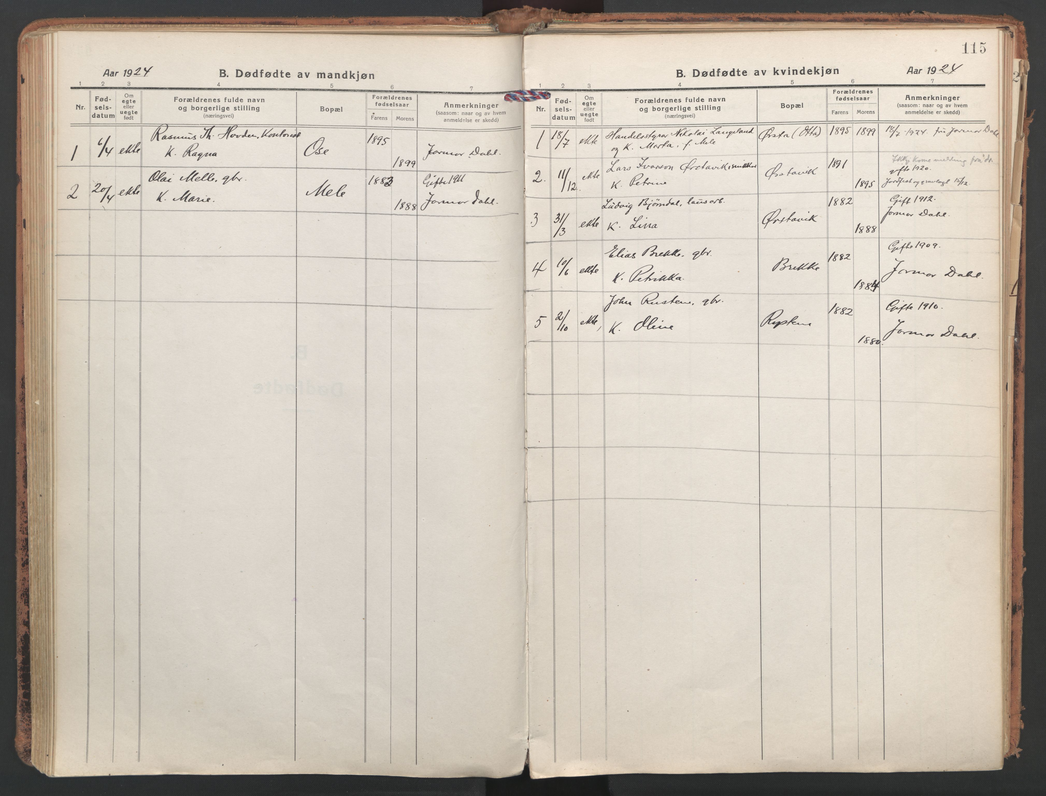 Ministerialprotokoller, klokkerbøker og fødselsregistre - Møre og Romsdal, SAT/A-1454/513/L0180: Ministerialbok nr. 513A07, 1919-1929, s. 115