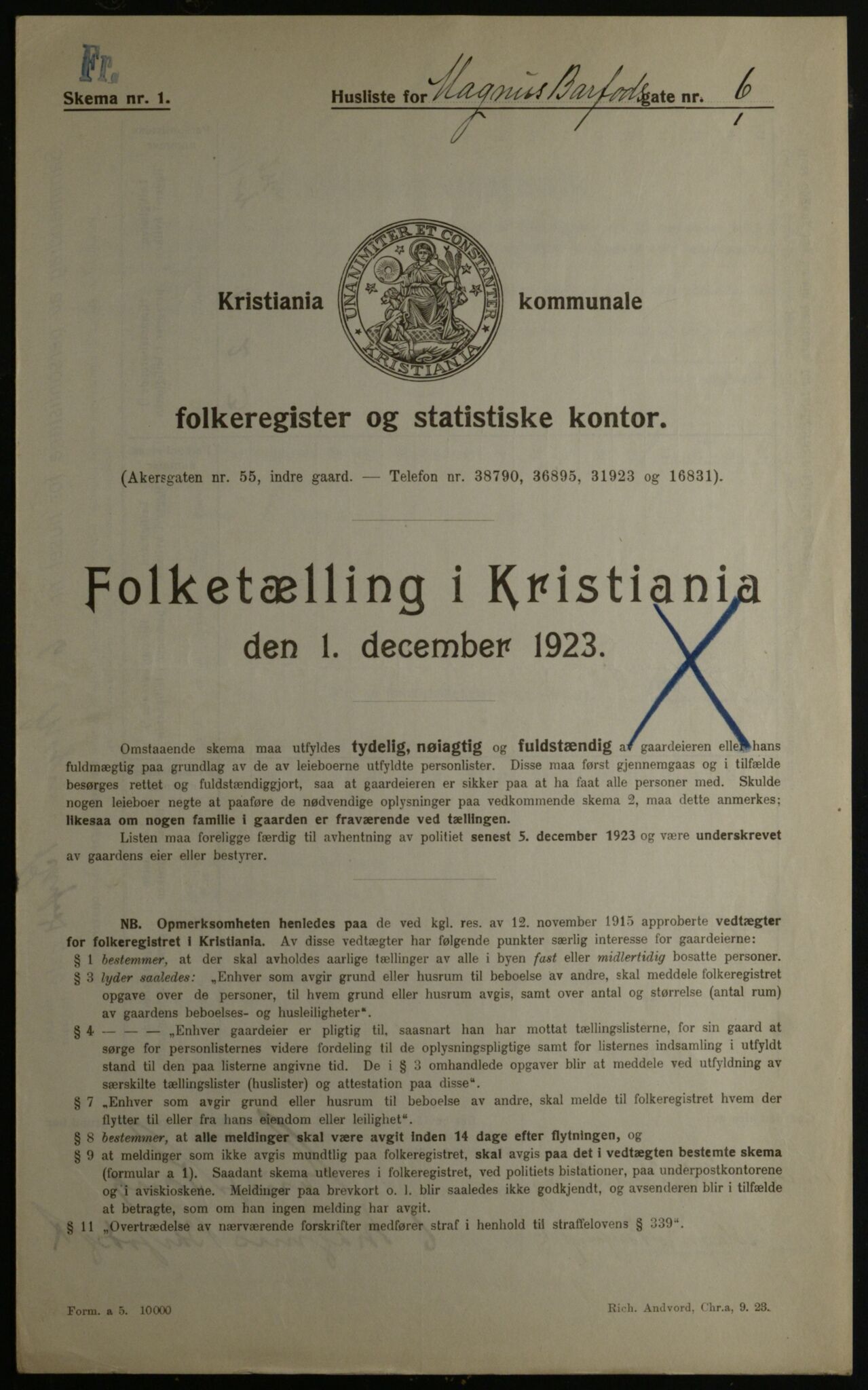 OBA, Kommunal folketelling 1.12.1923 for Kristiania, 1923, s. 65647