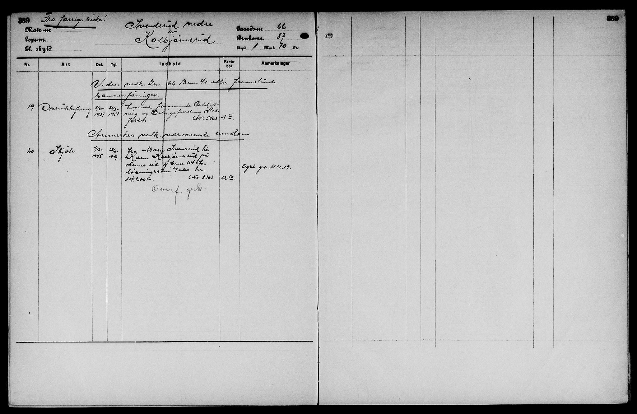 Vinger og Odal sorenskriveri, SAH/TING-022/H/Ha/Hac/Hacc/L0012: Panteregister nr. 3.12, 1923, s. 389